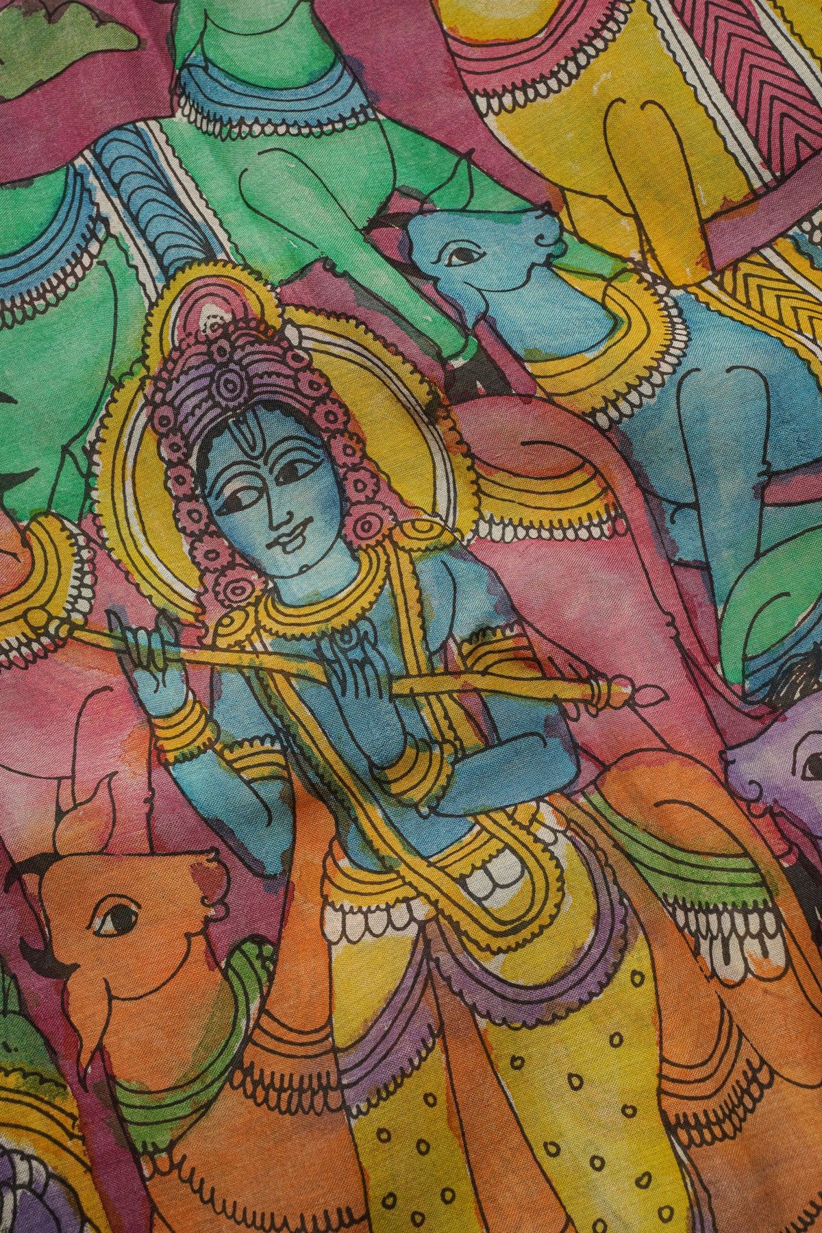 Srikalahasti Silk Magenta Saree