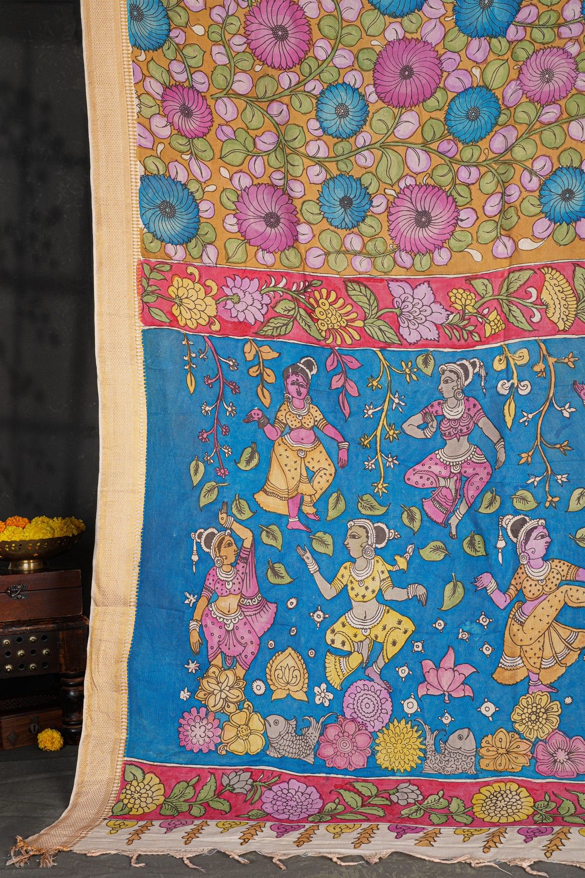 Srikalahasti Silk Light Brown Saree