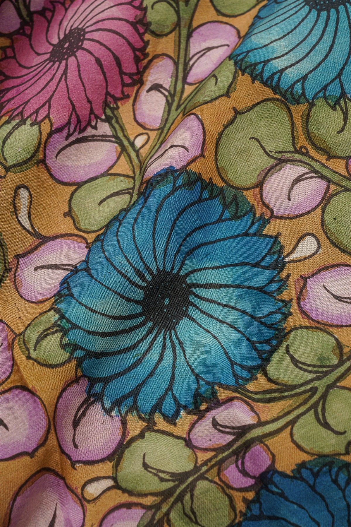 Srikalahasti Silk Light Brown Saree