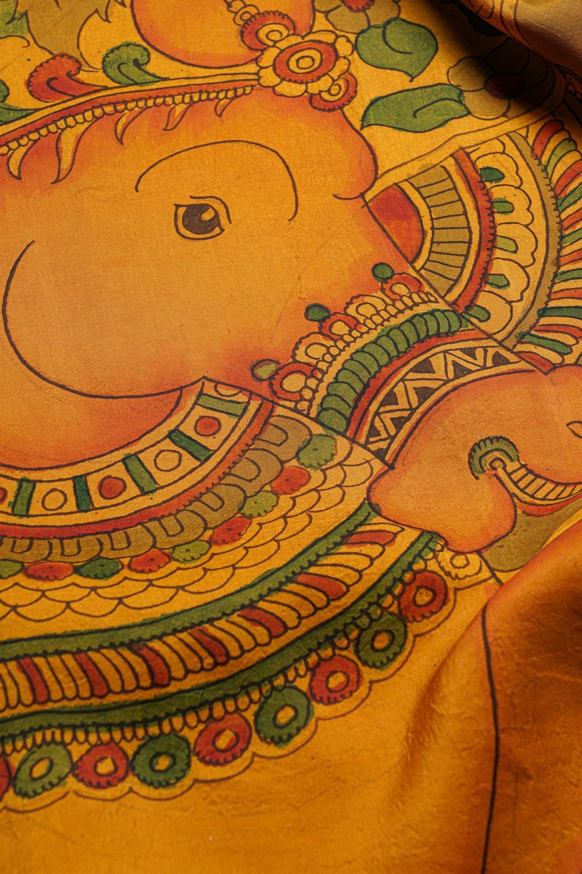 Kalamkari Silk Mustard Saree