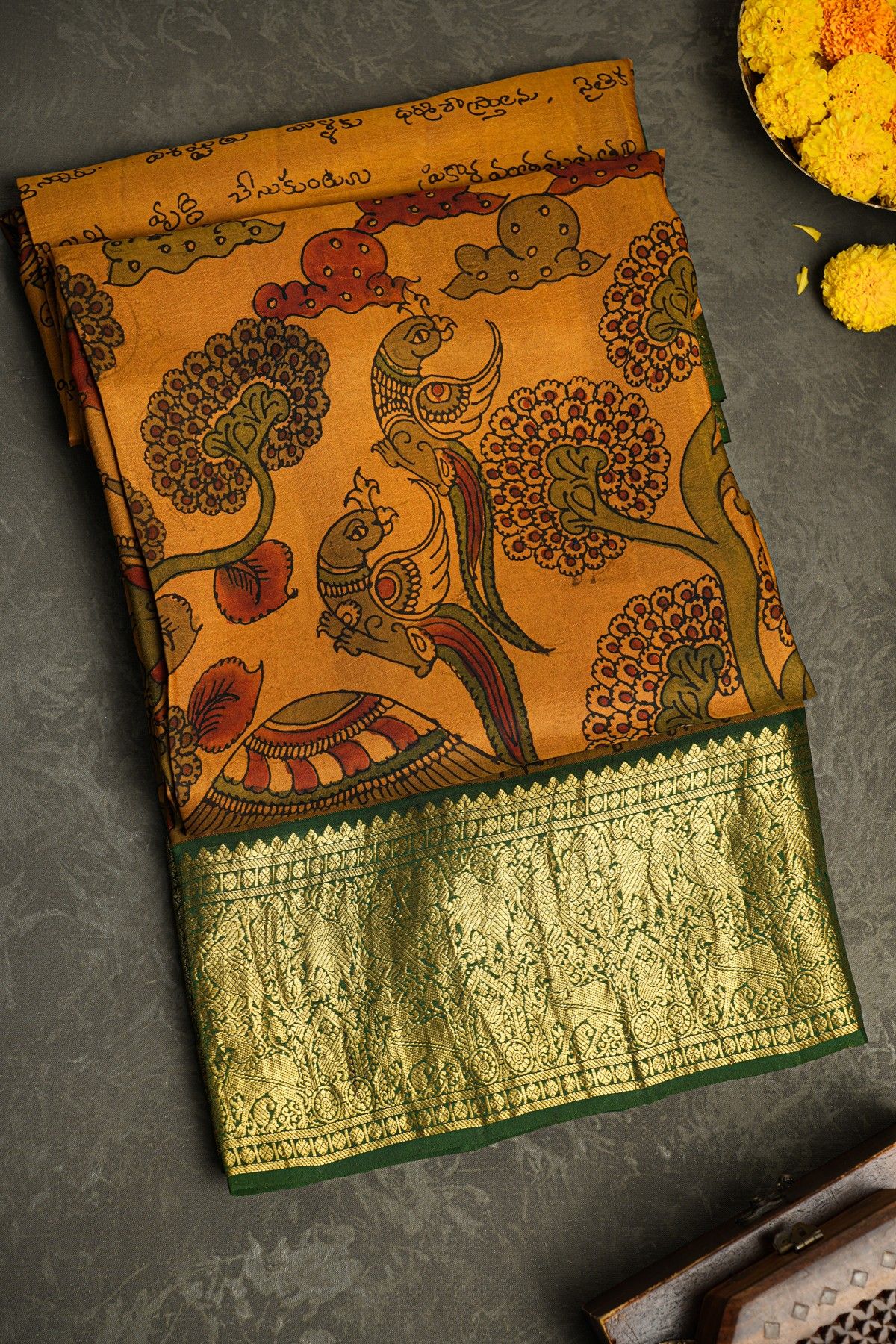 Srikalahasti Silk Mustard Saree