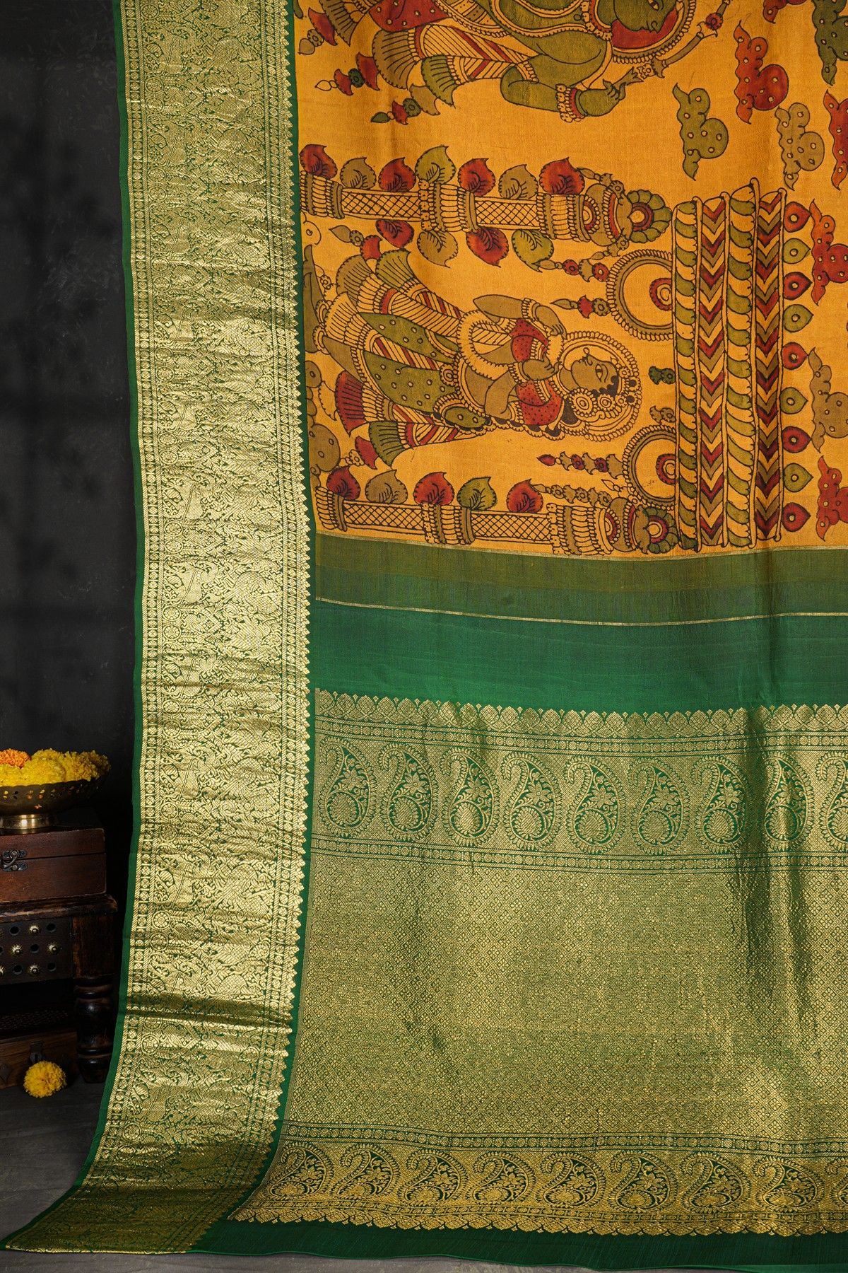 Srikalahasti Silk Mustard Saree