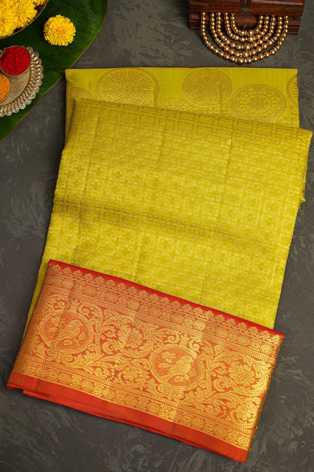 Venkatagiri Silk Mustard  Saree