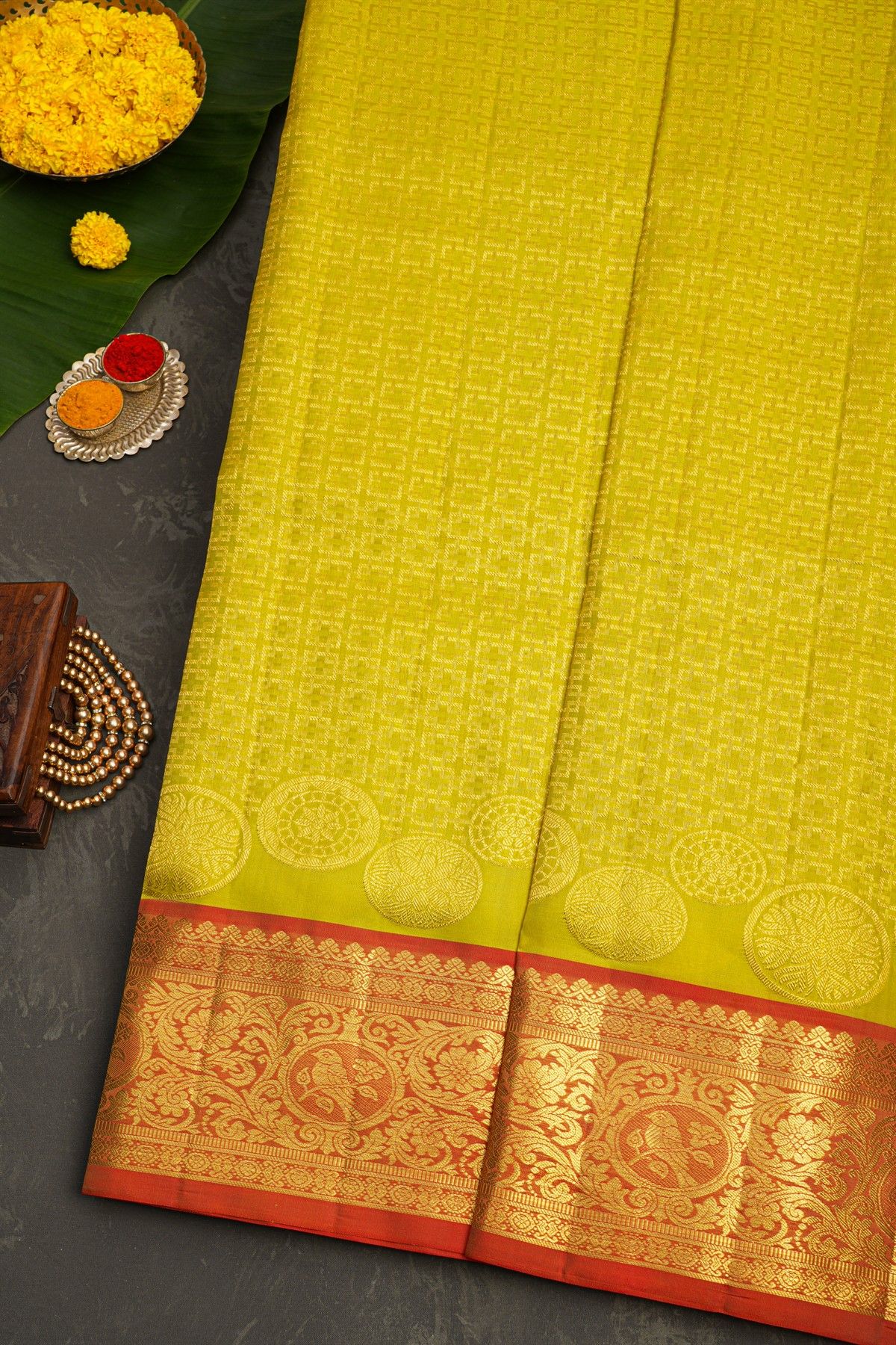 Venkatagiri Silk Mustard  Saree