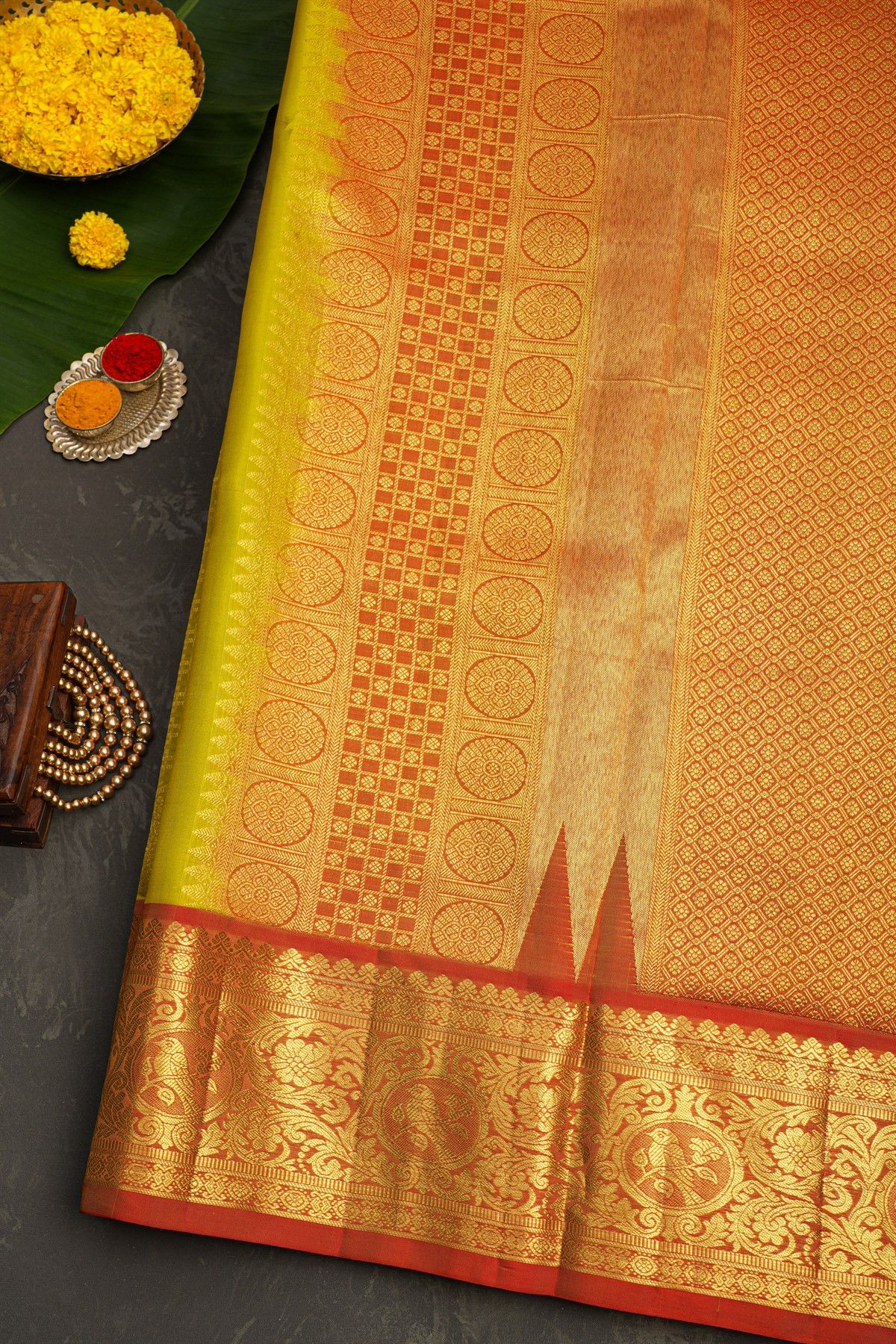 Venkatagiri Silk Mustard  Saree