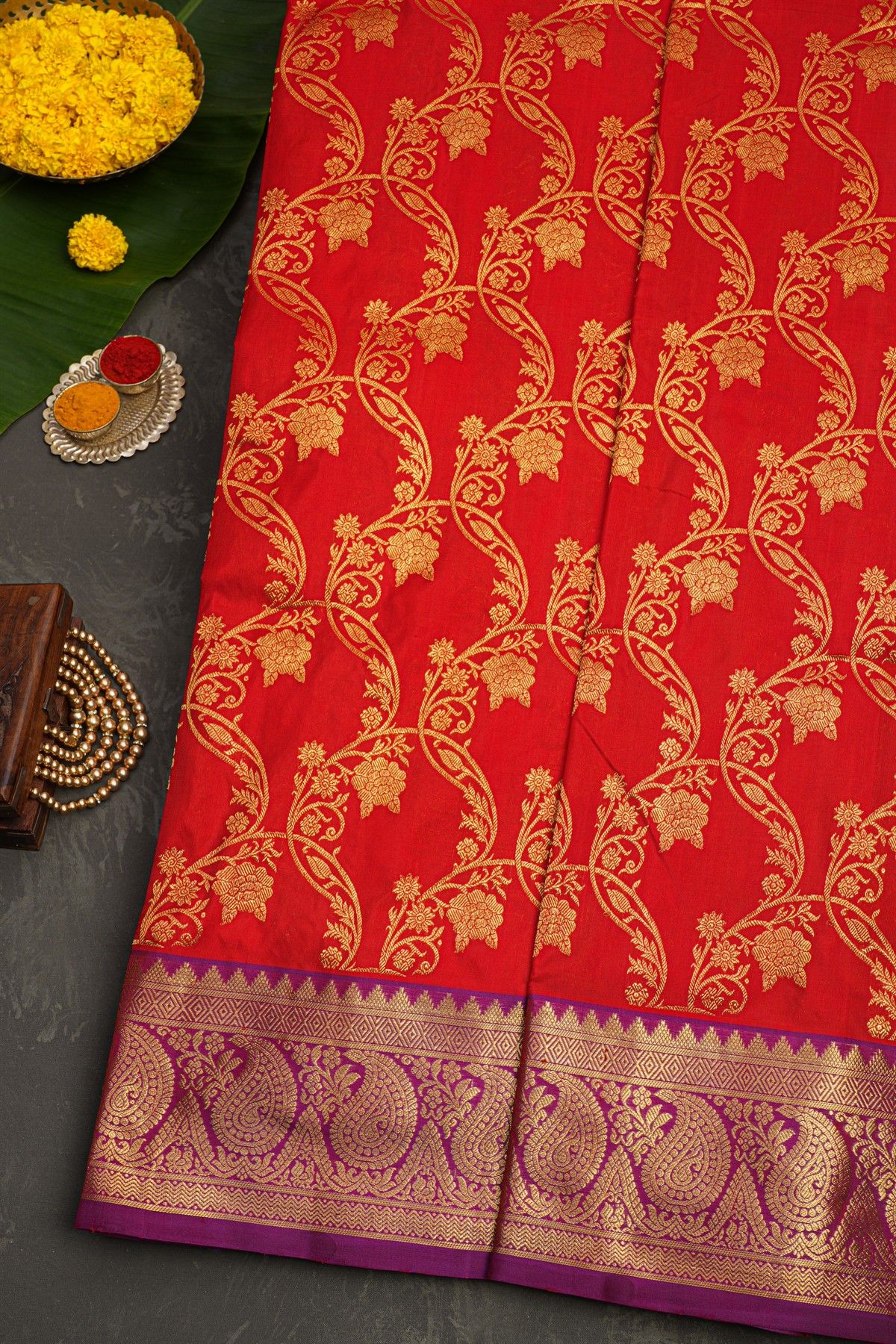Venkatagiri Silk Red Saree