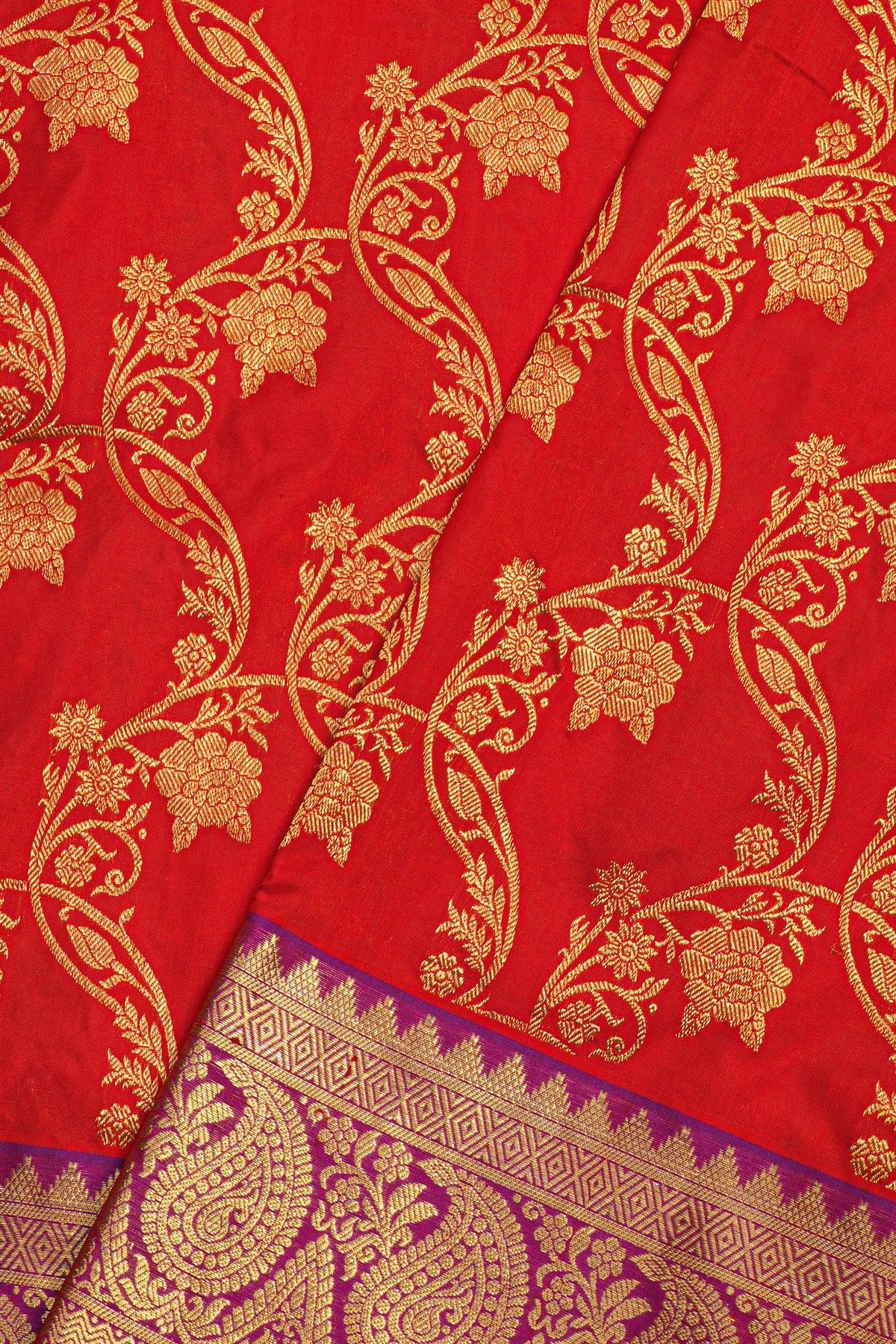 Venkatagiri Silk Red Saree