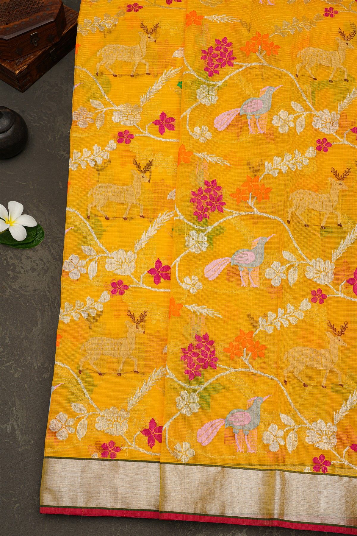 Zari Kota Mustard Saree