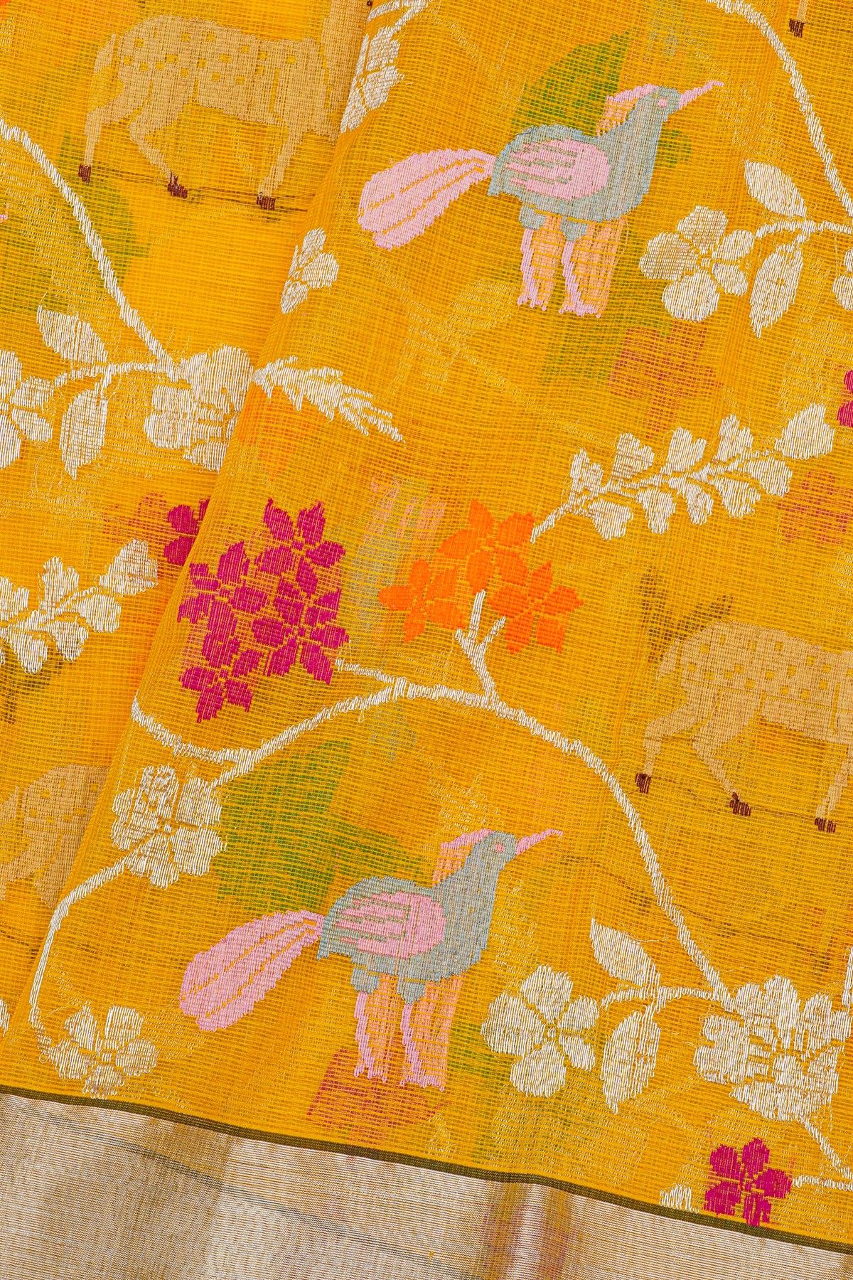 Zari Kota Mustard Saree