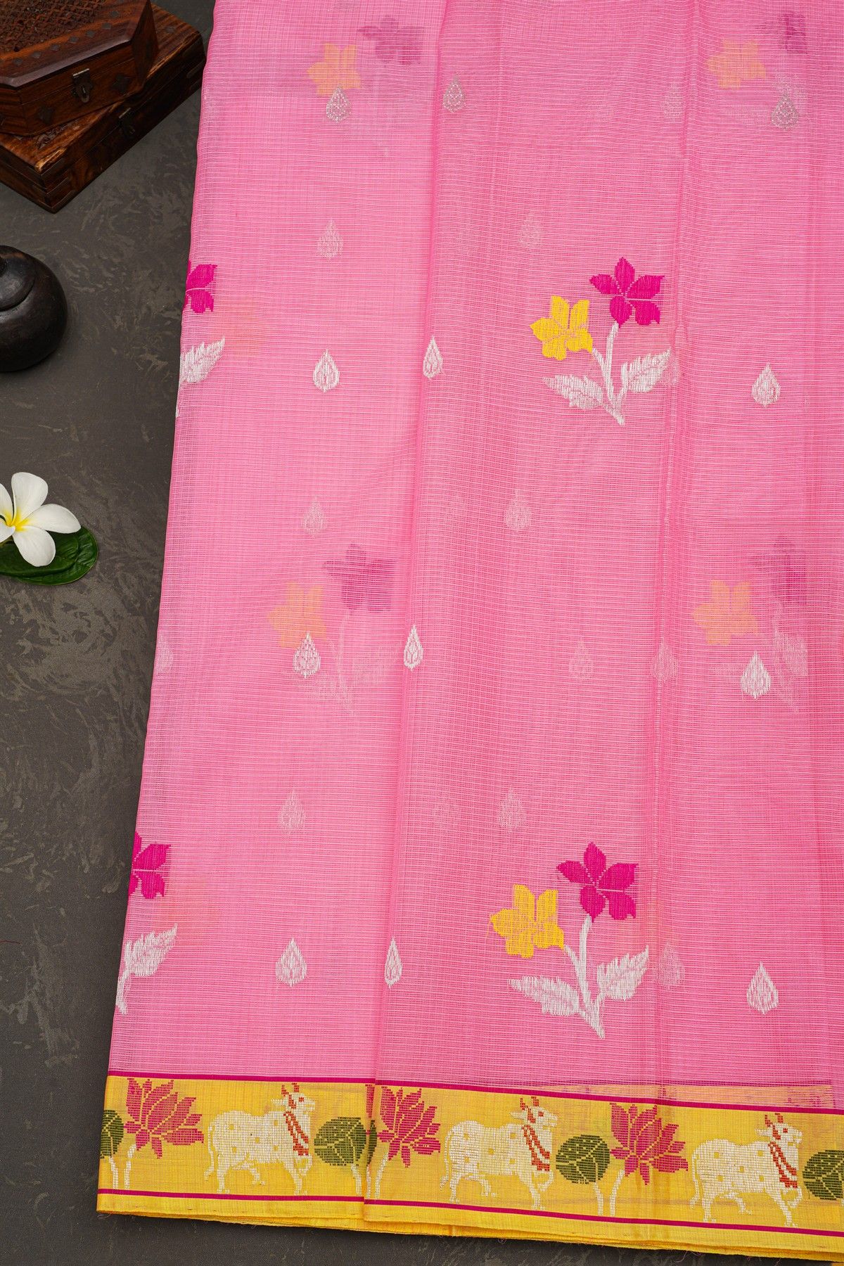 Zari Kota Pink Saree