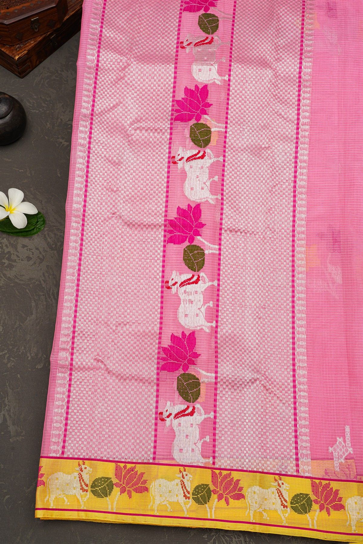 Zari Kota Pink Saree