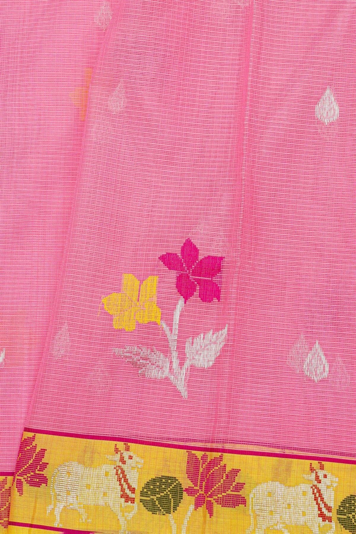 Zari Kota Pink Saree