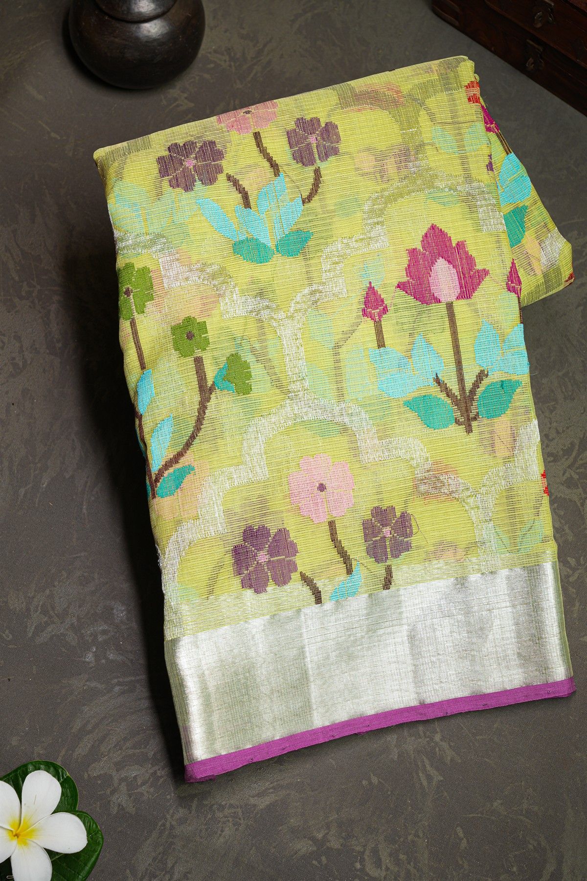 Zari Kota Yellow Saree