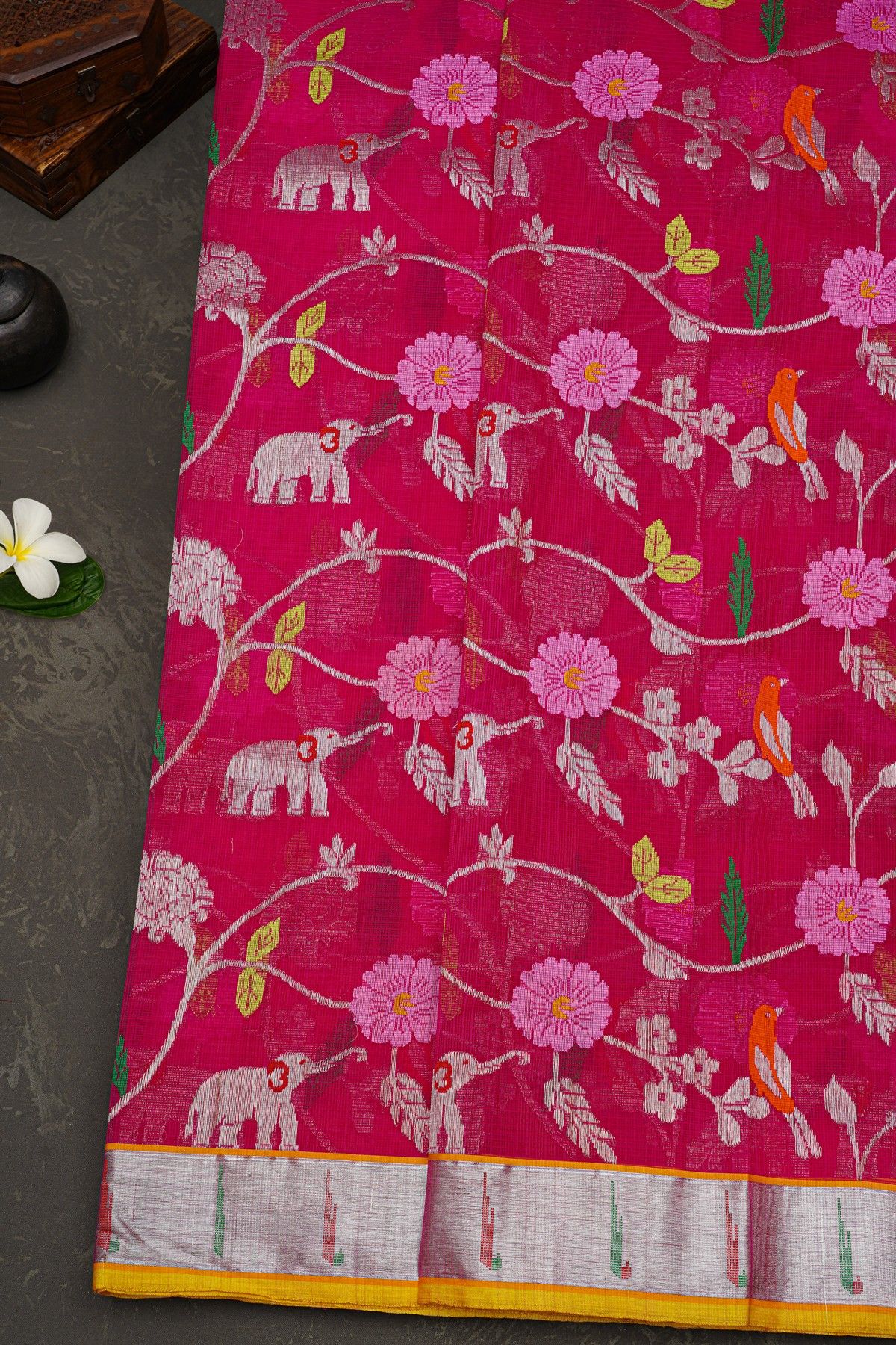 Zari Kota Magenta Saree