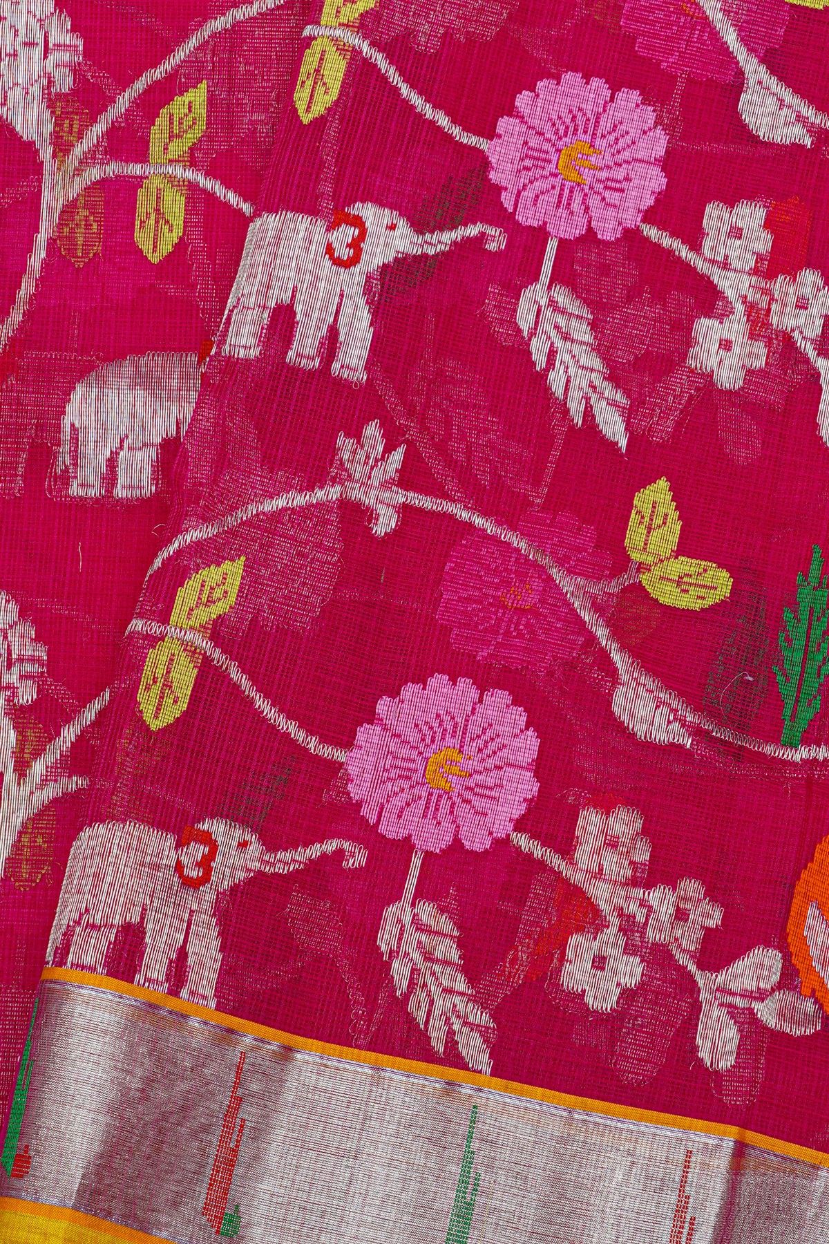 Zari Kota Magenta Saree