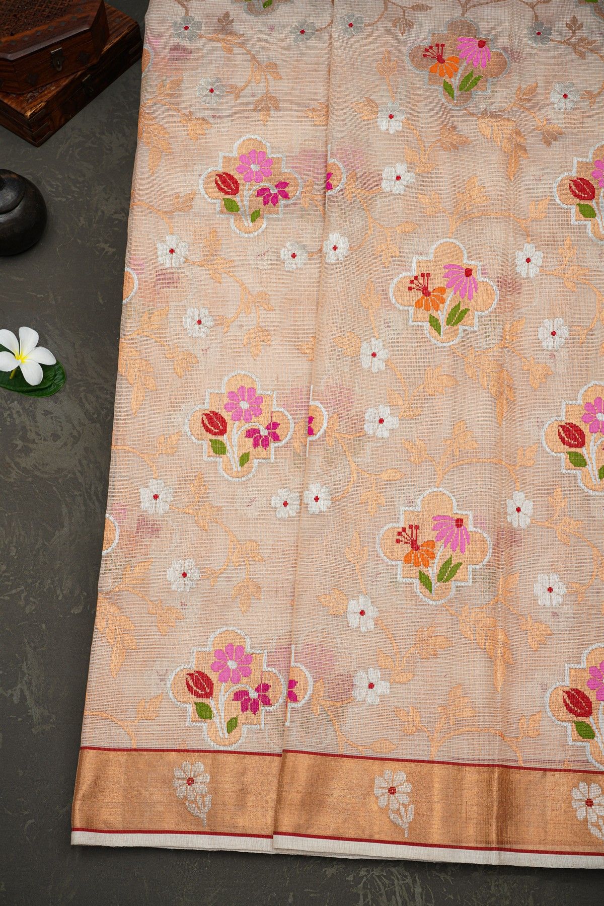 Zari Kota Off White Saree