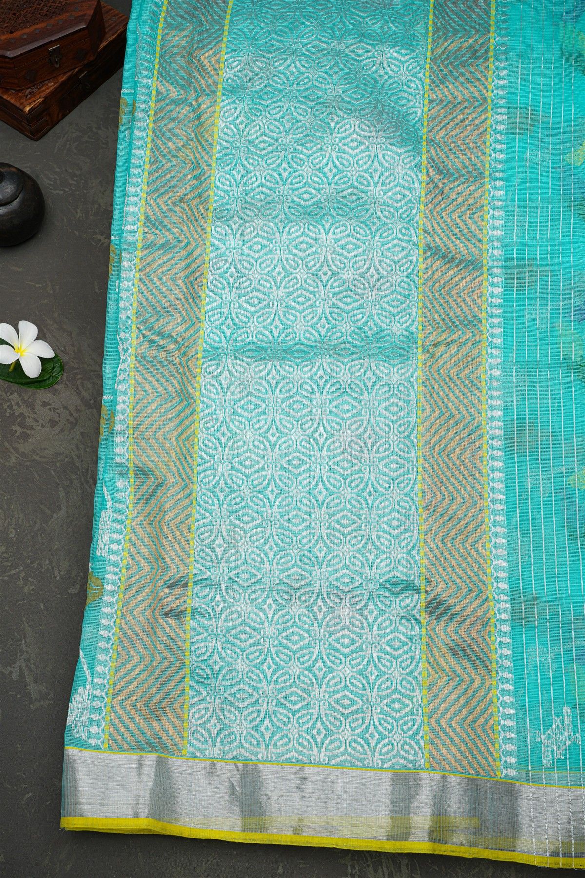 Zari Kota Sky Blue Saree