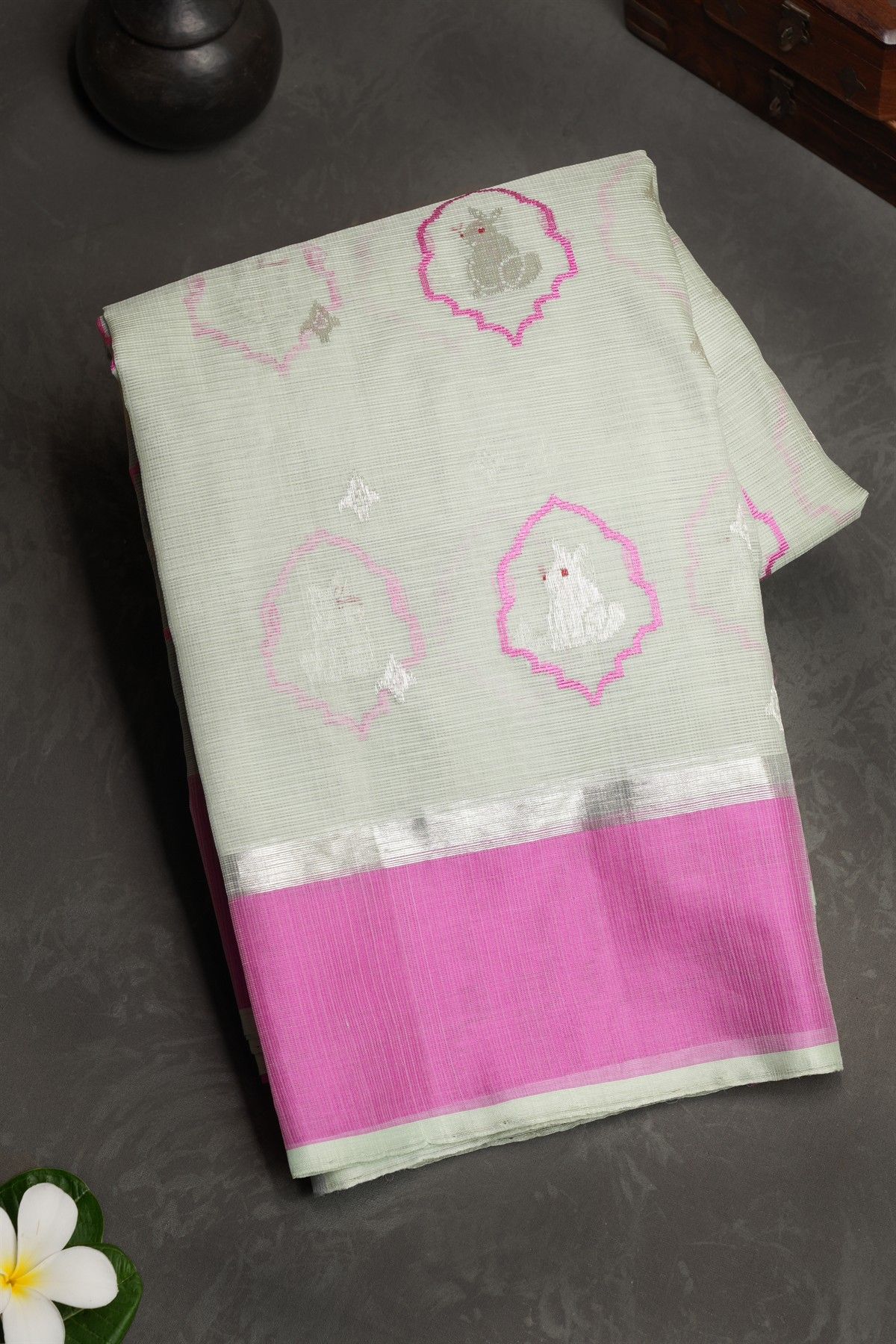 Zari Kota Grey Saree