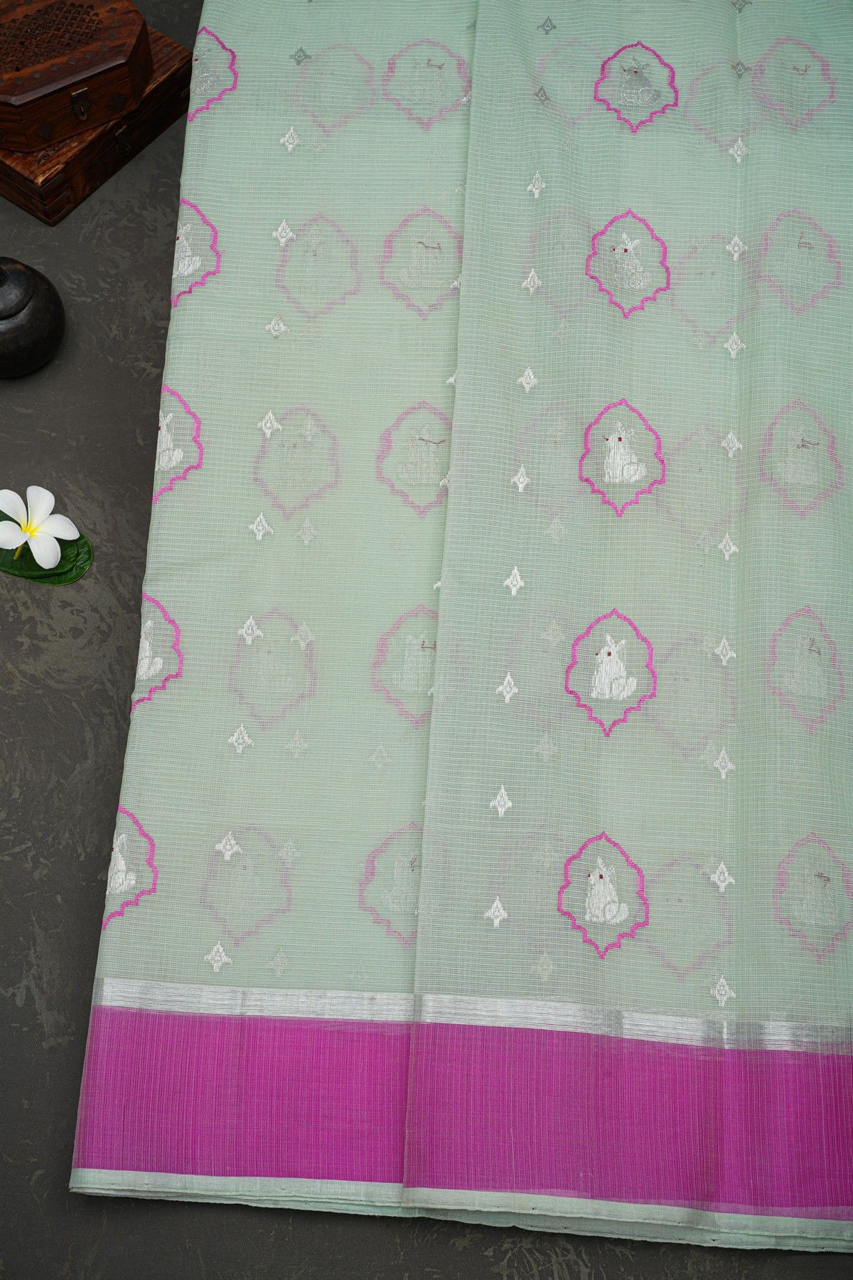 Zari Kota Grey Saree