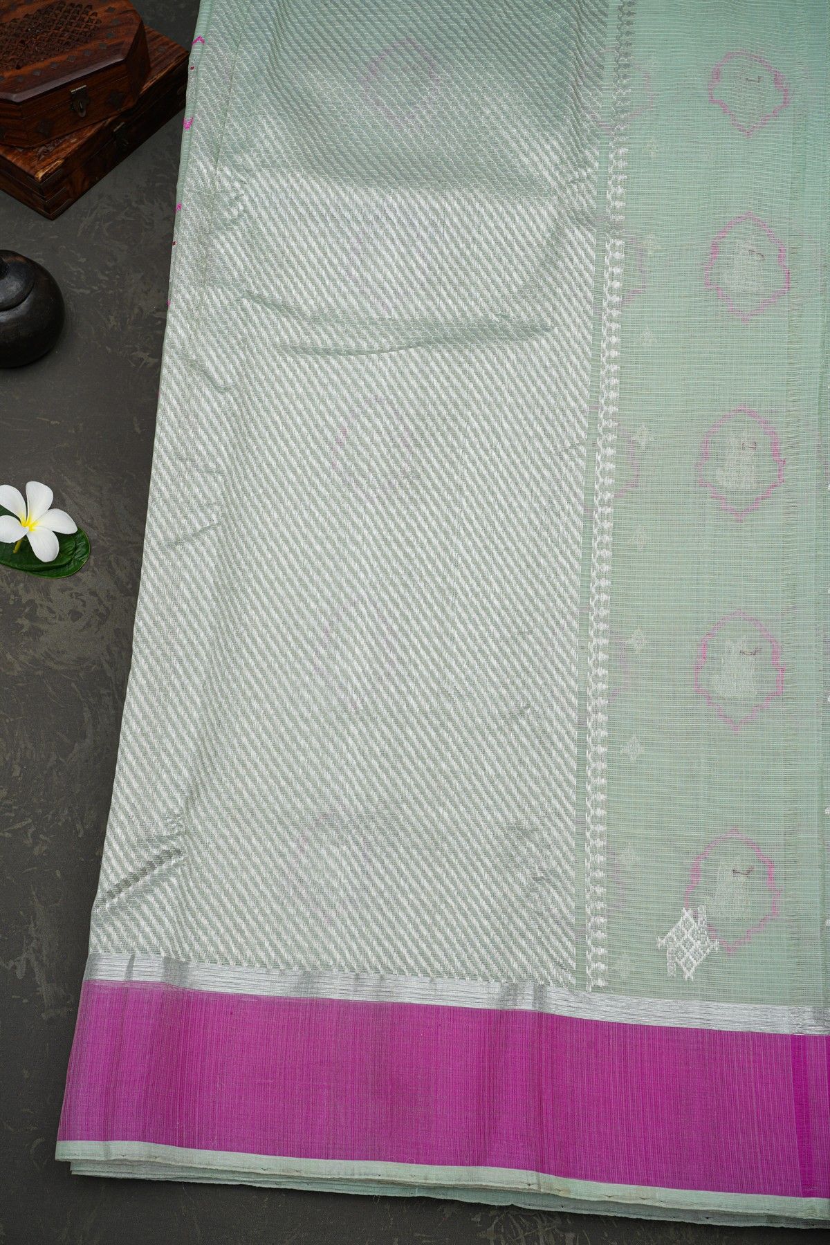 Zari Kota Grey Saree