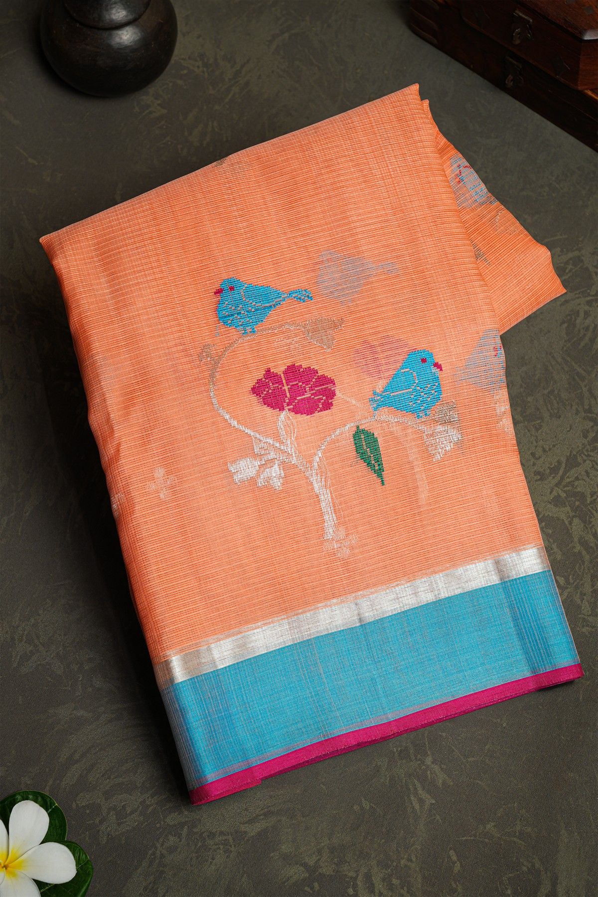 Zari Kota Peach Saree