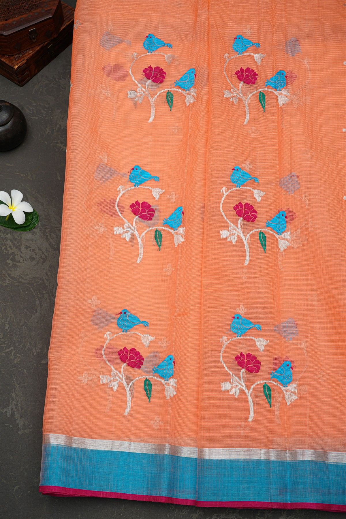 Zari Kota Peach Saree