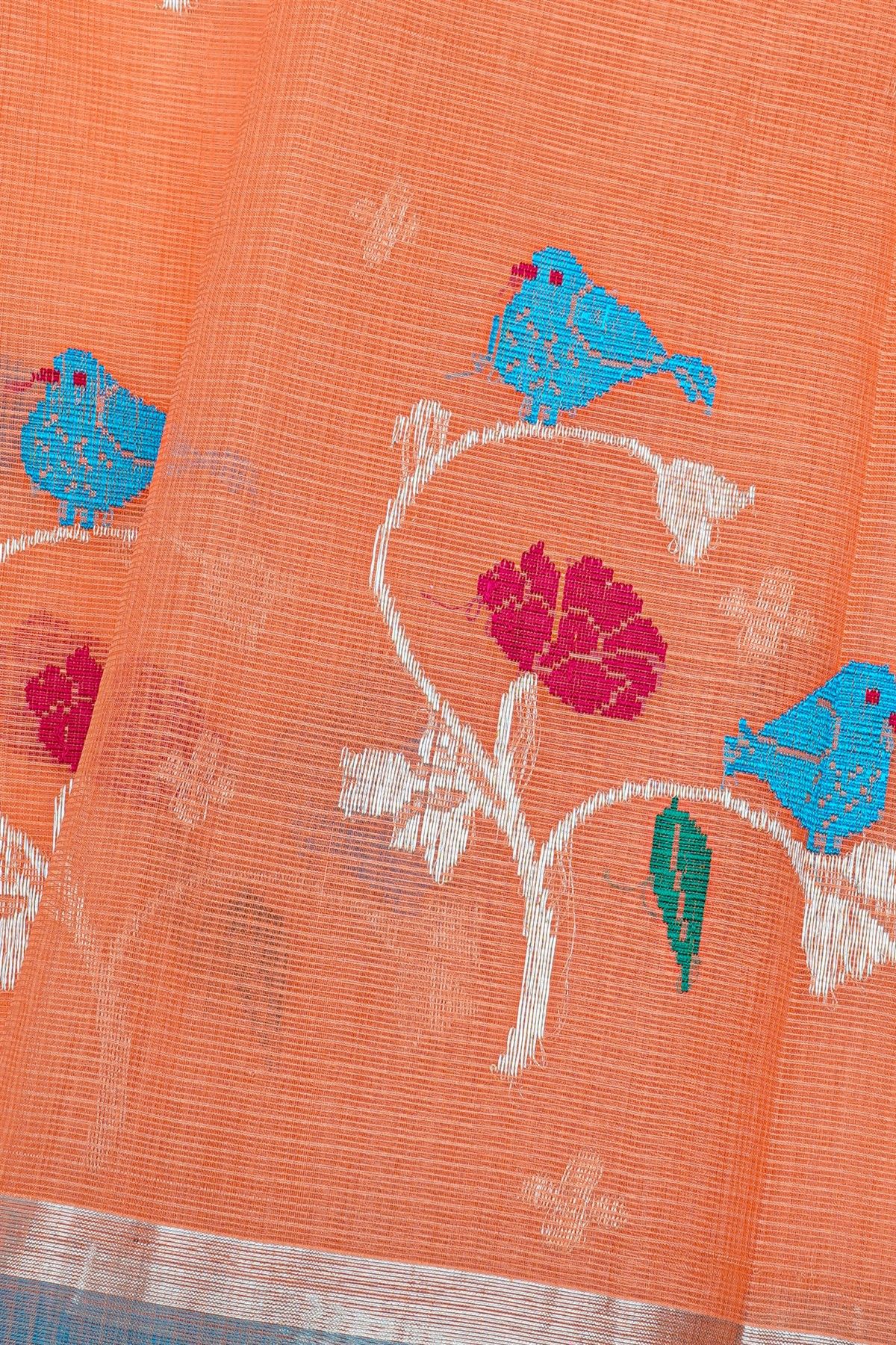 Zari Kota Peach Saree