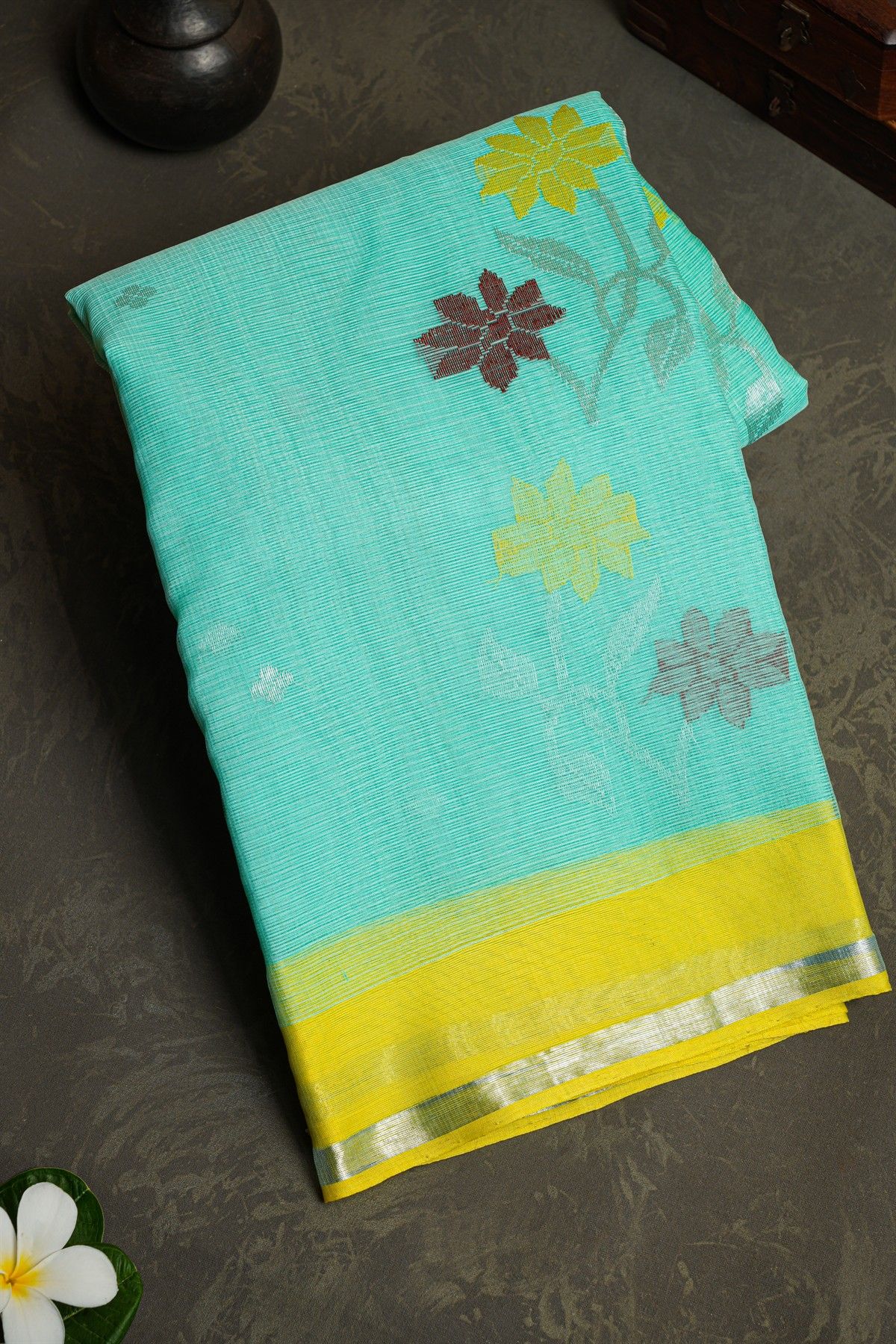 Zari Kota Sky Blue Saree