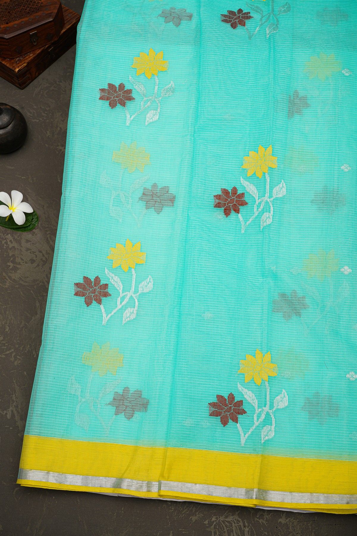 Zari Kota Sky Blue Saree