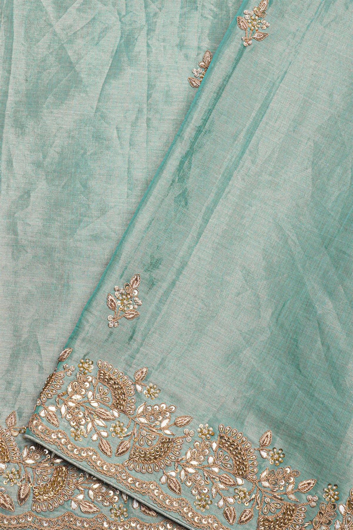 Designer Cocktail Tissue Ice Blue Saree