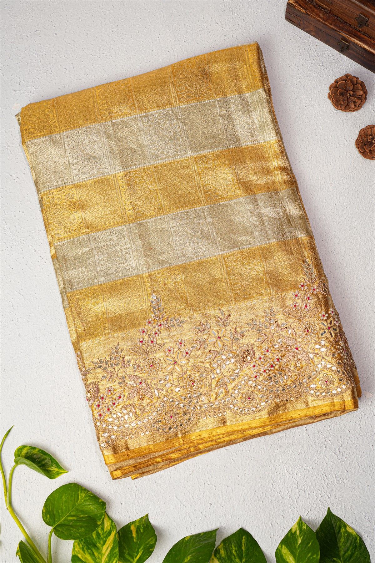 Designer Cocktail Tissue Multicolour Saree