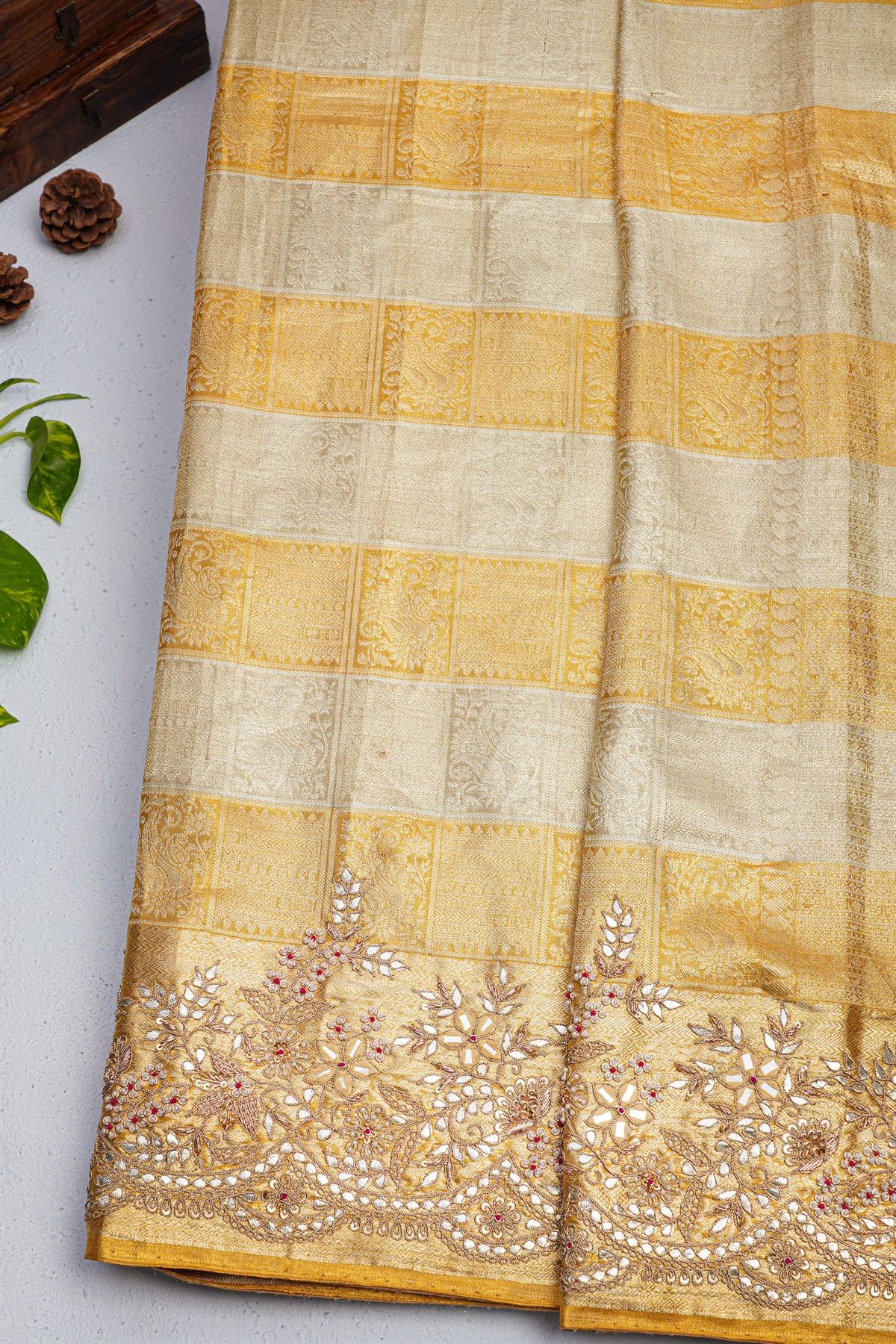 Designer Cocktail Tissue Multicolour Saree