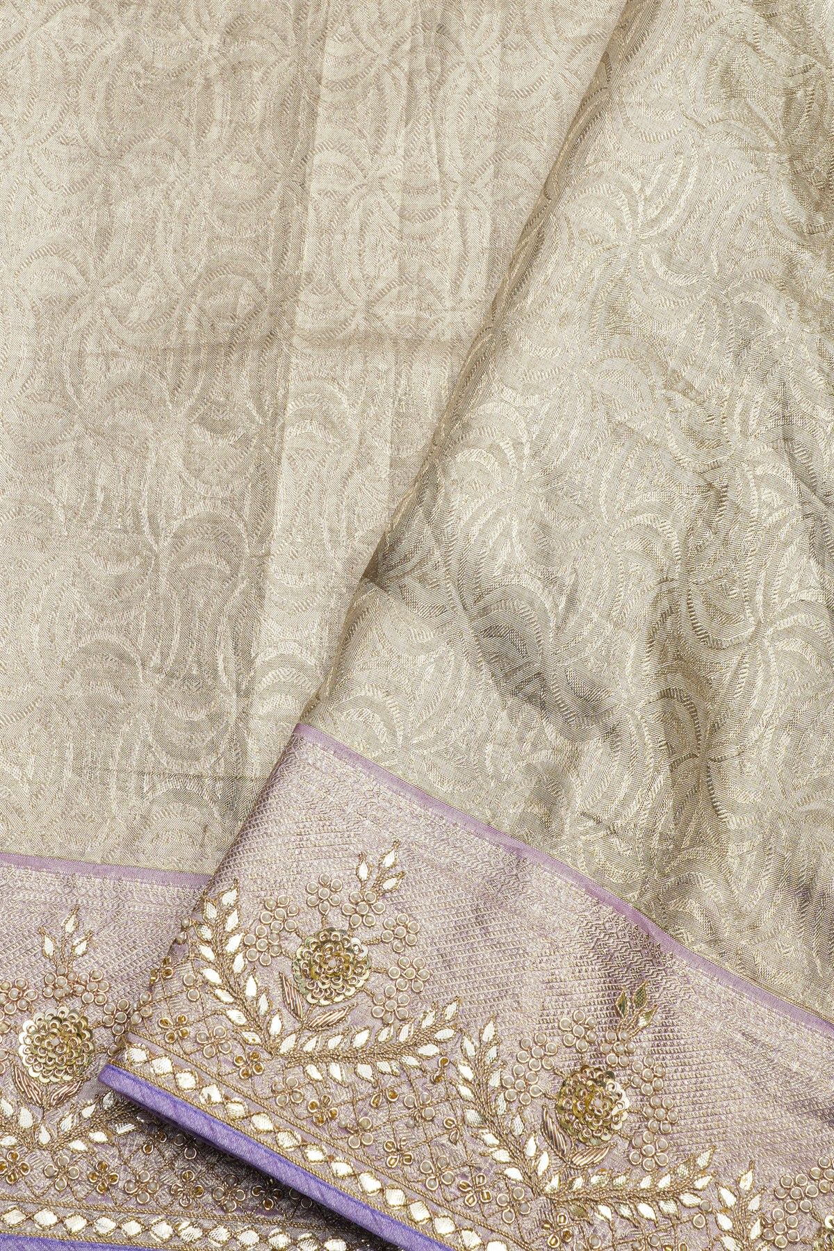 Designer Cocktail Tissue Grey Saree