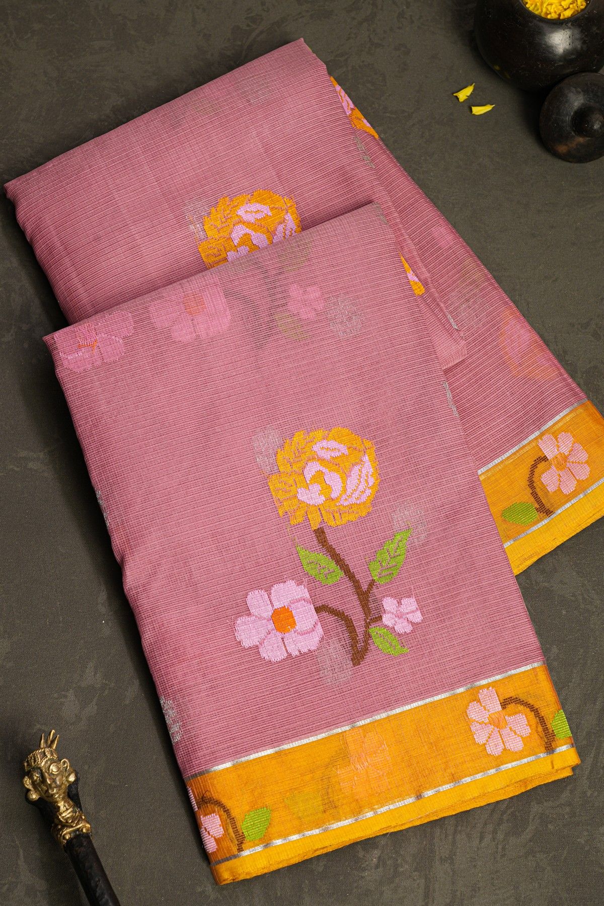 Zari Kota Onion Pink Saree