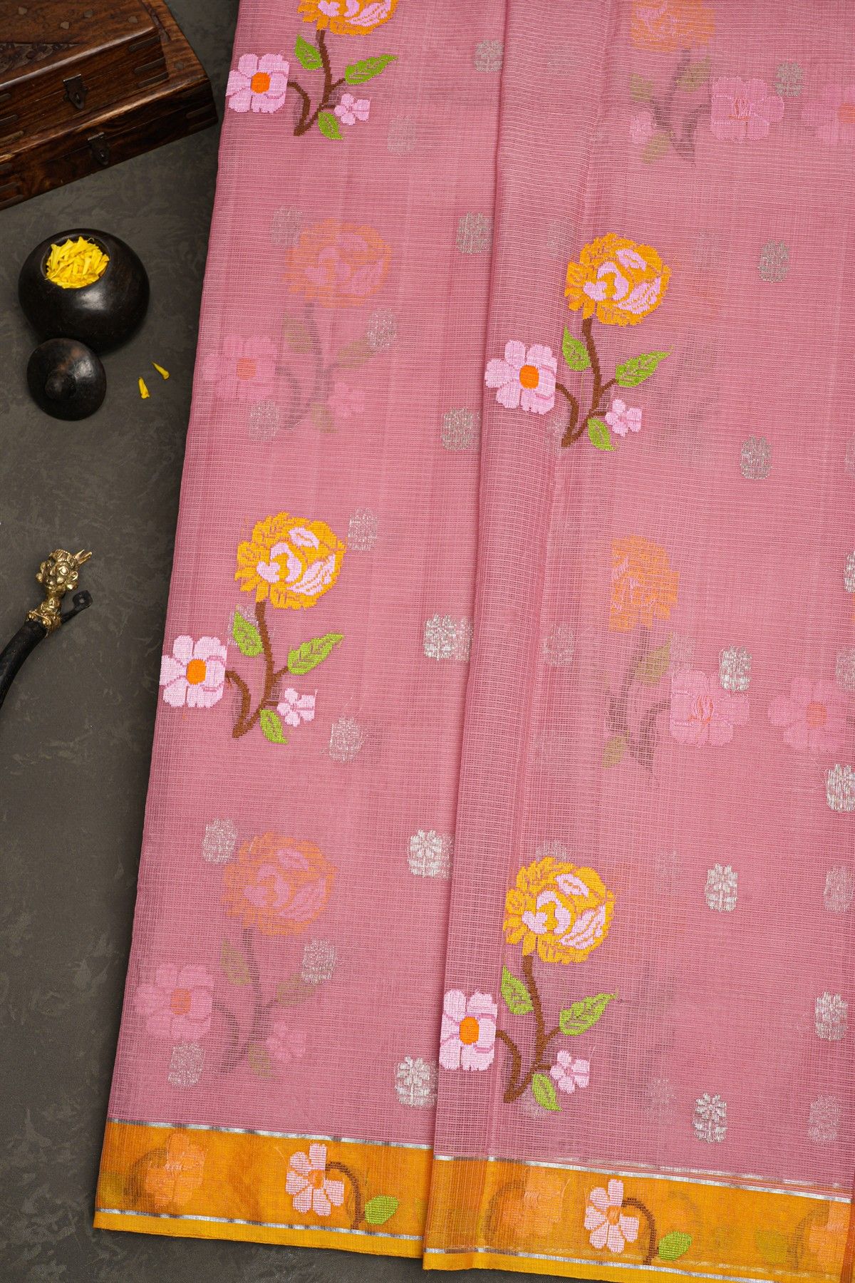 Zari Kota Onion Pink Saree