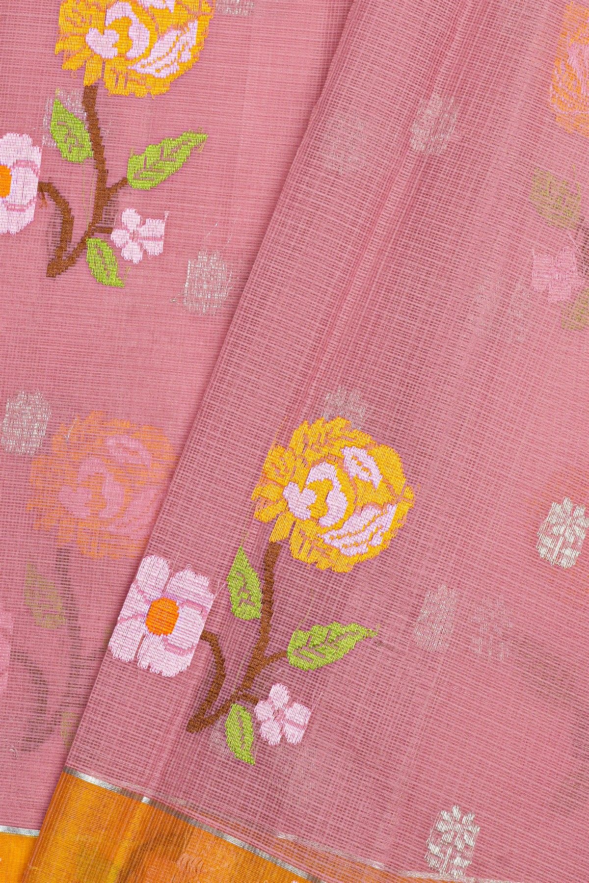 Zari Kota Onion Pink Saree