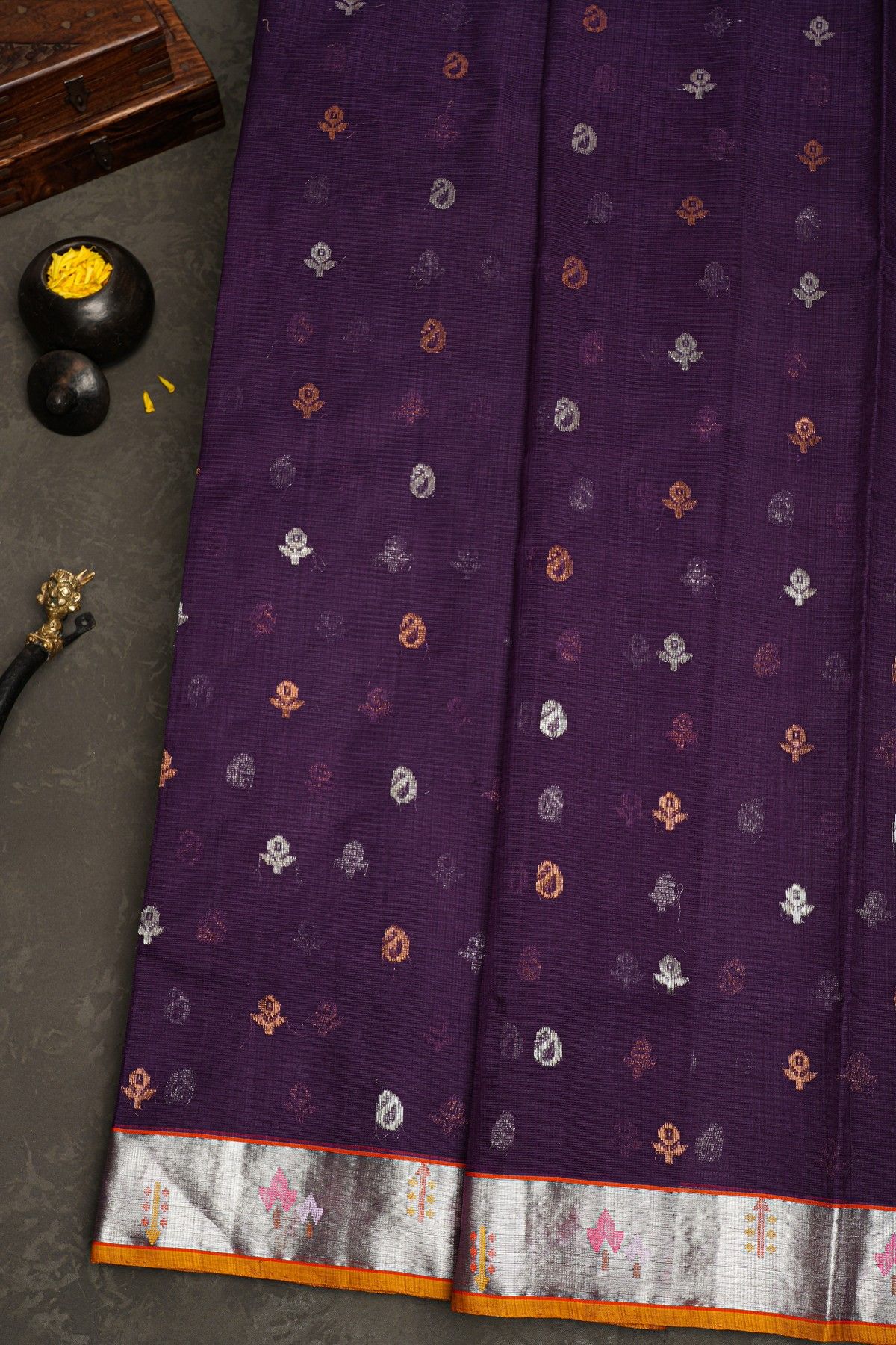 Zari Kota Purple Saree