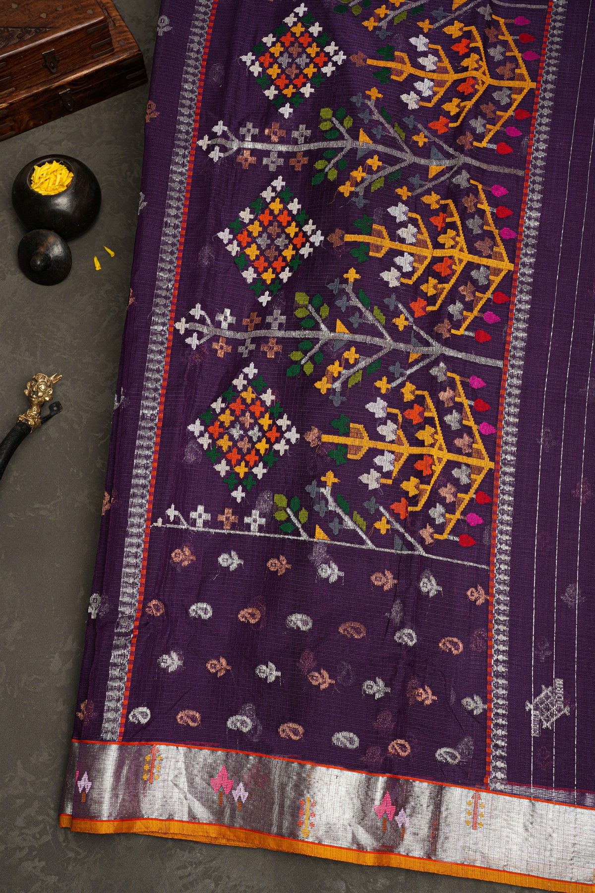 Zari Kota Purple Saree