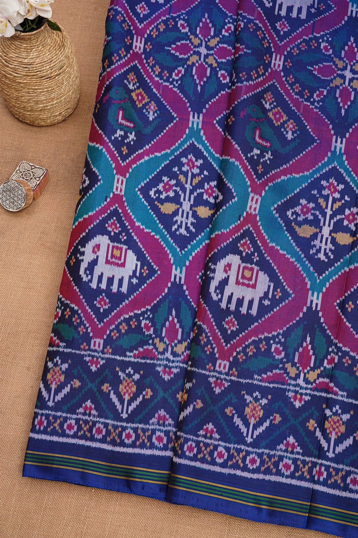 Patola Silk Navy Blue Saree