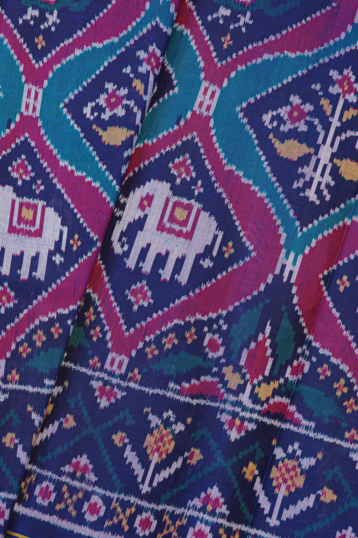 Patola Silk Navy Blue Saree