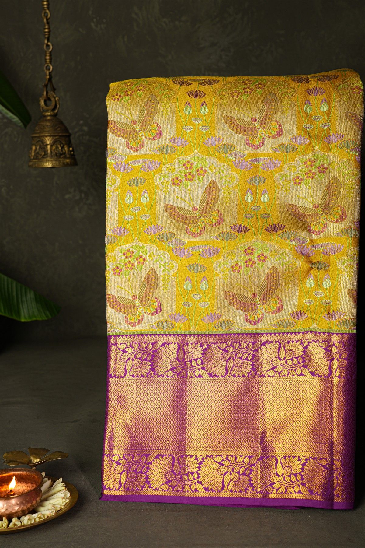Kancheepuram Silk Yellow Saree