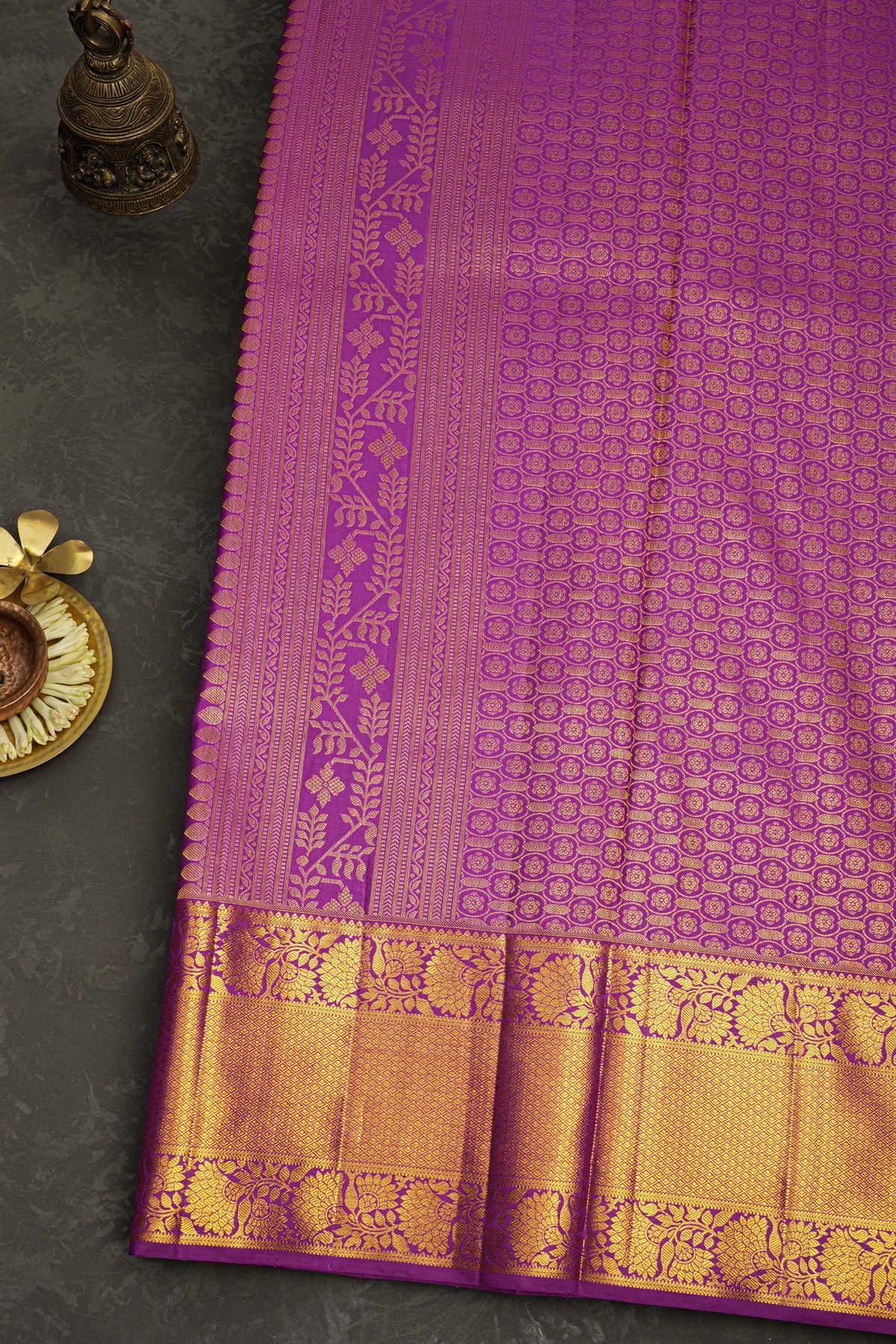 Kancheepuram Silk Yellow Saree