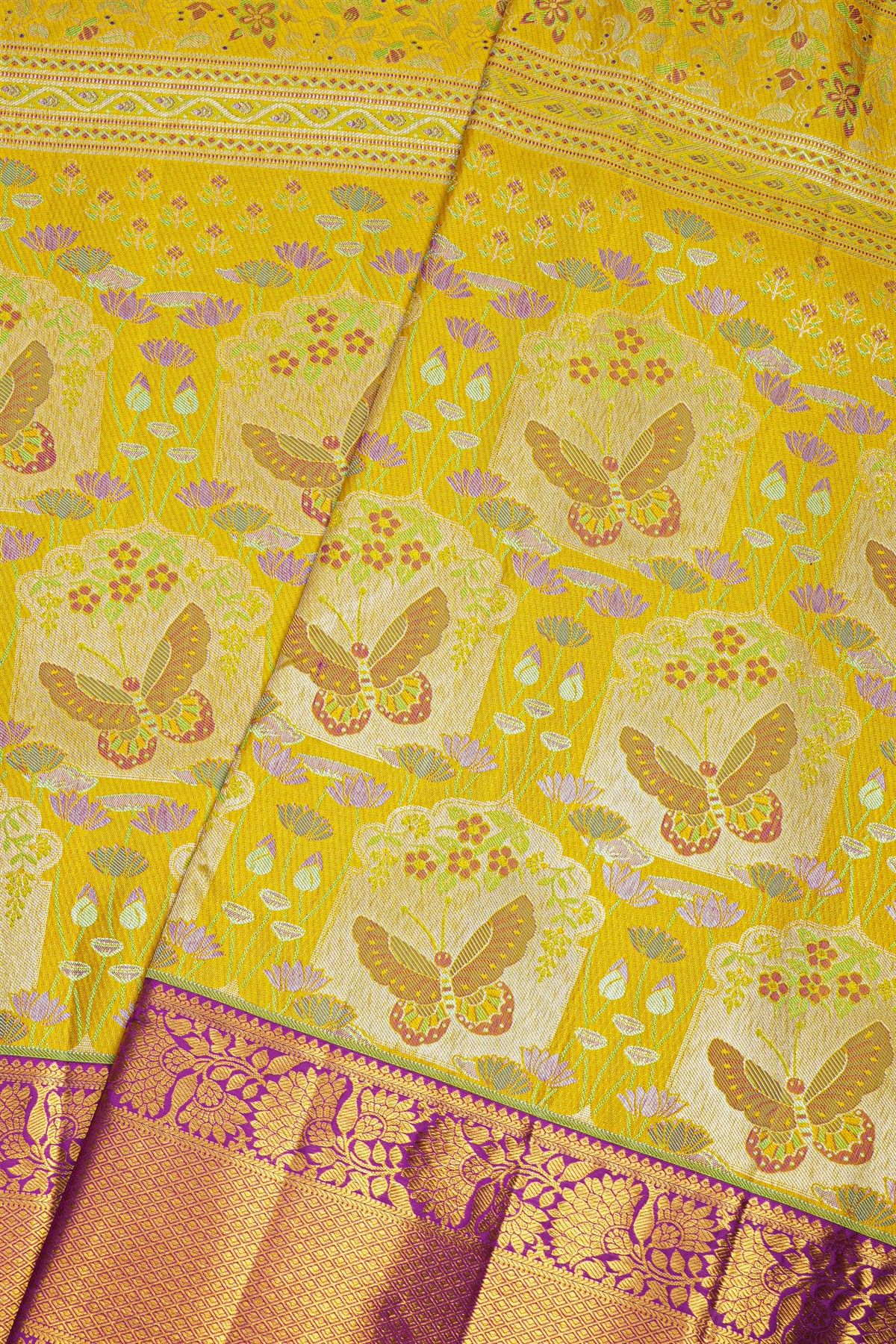 Kancheepuram Silk Yellow Saree