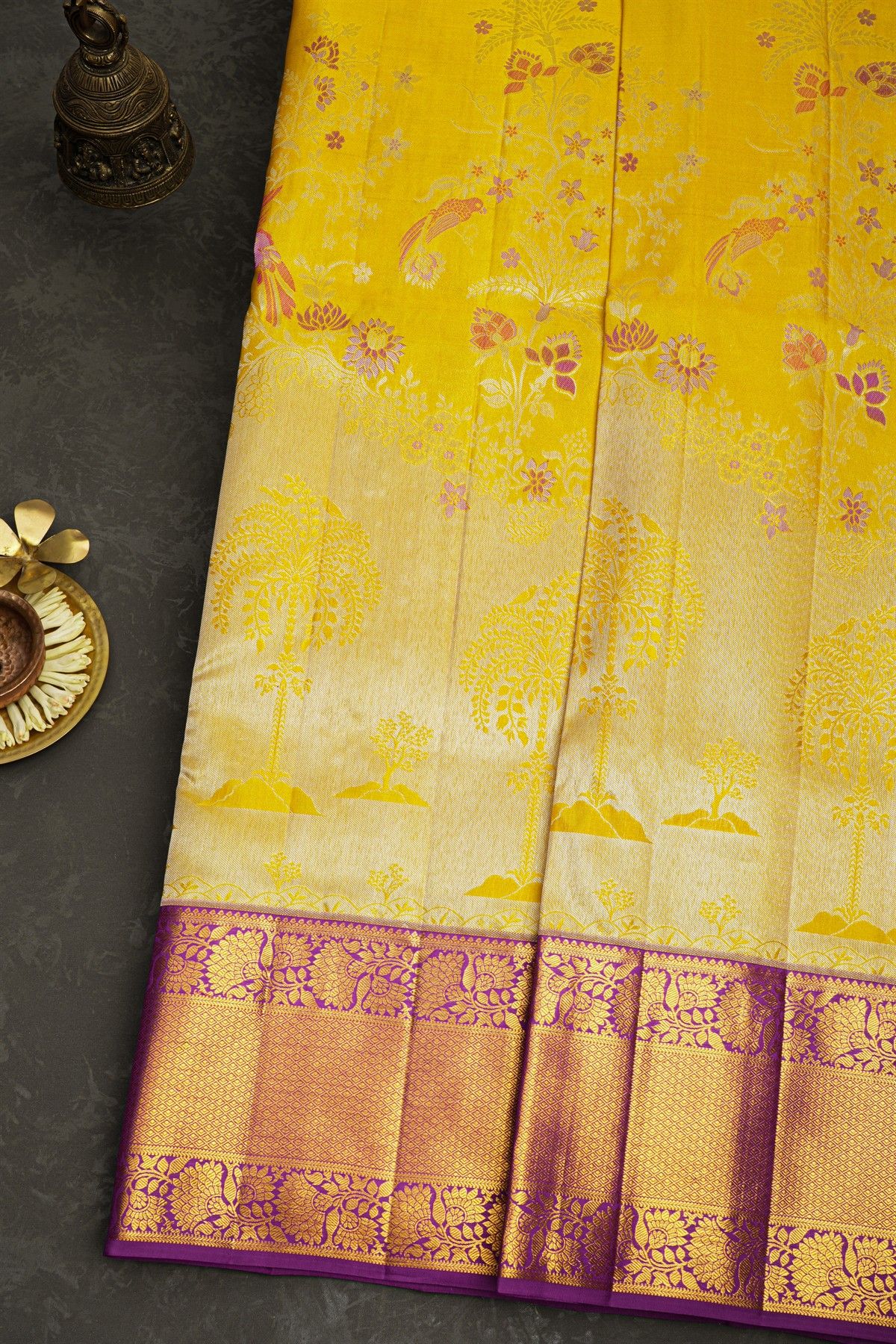 Kancheepuram Silk Mustard Saree