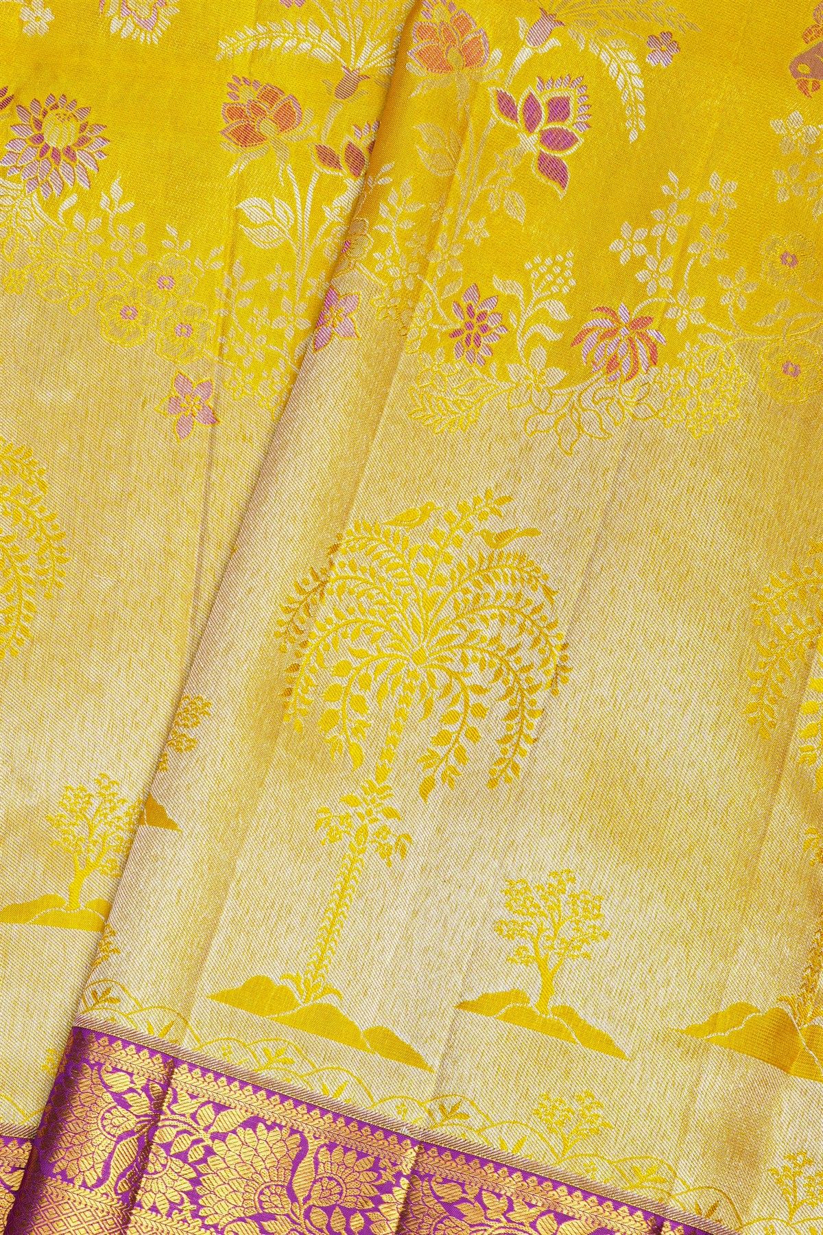 Kancheepuram Silk Mustard Saree