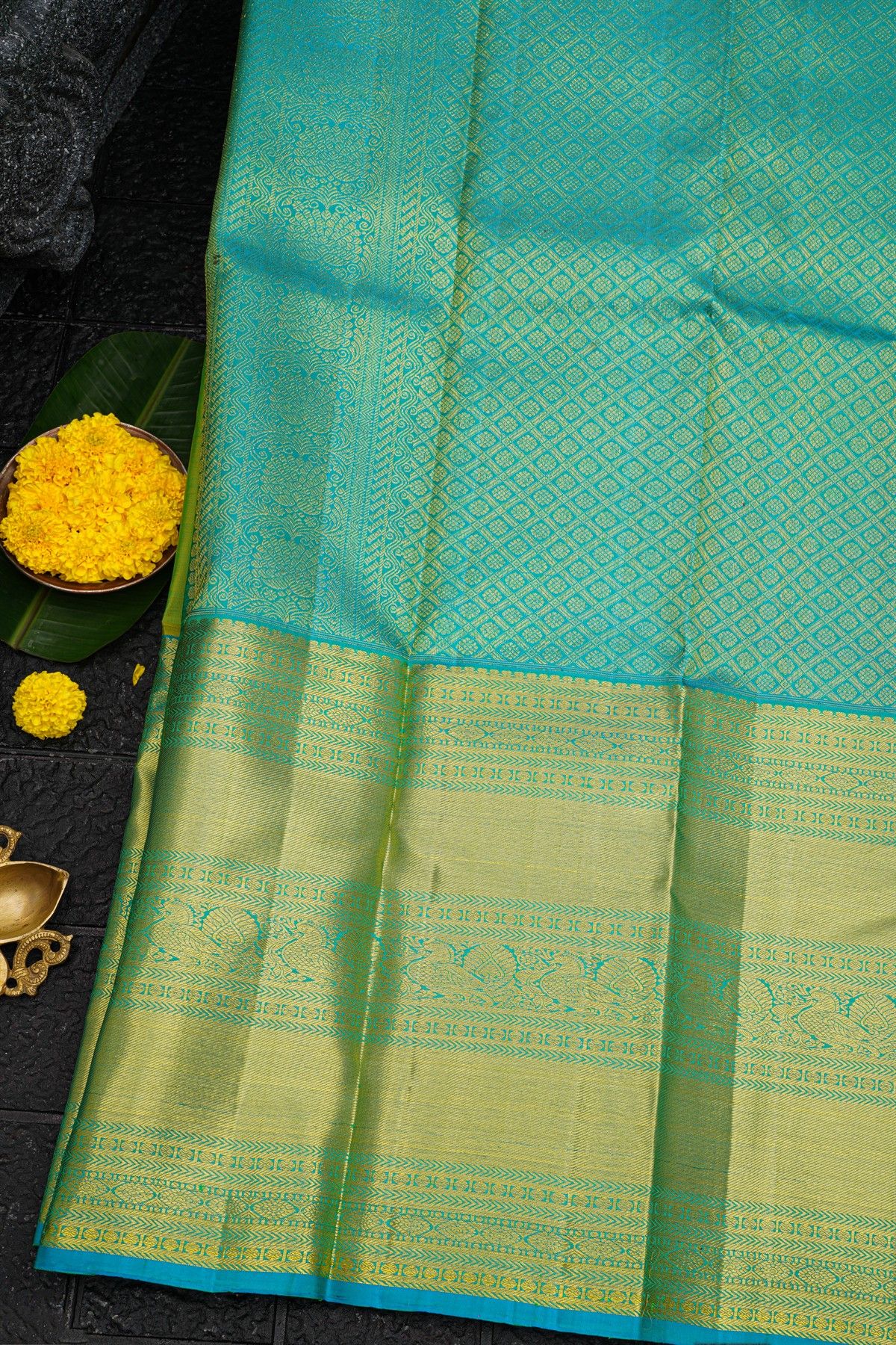Kancheepuram Silk Parrot Green Saree