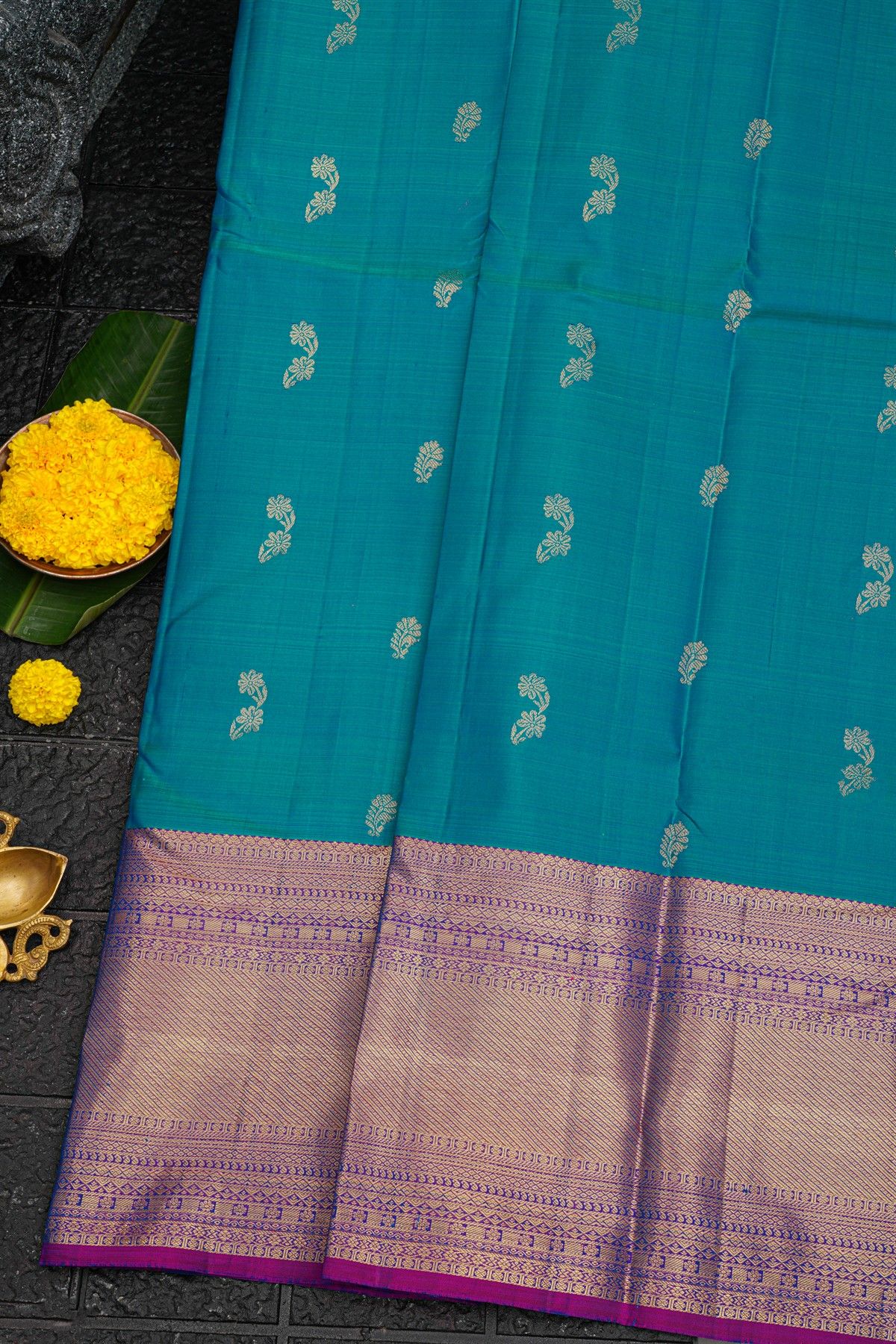 Kancheepuram Silk Sea Blue Saree