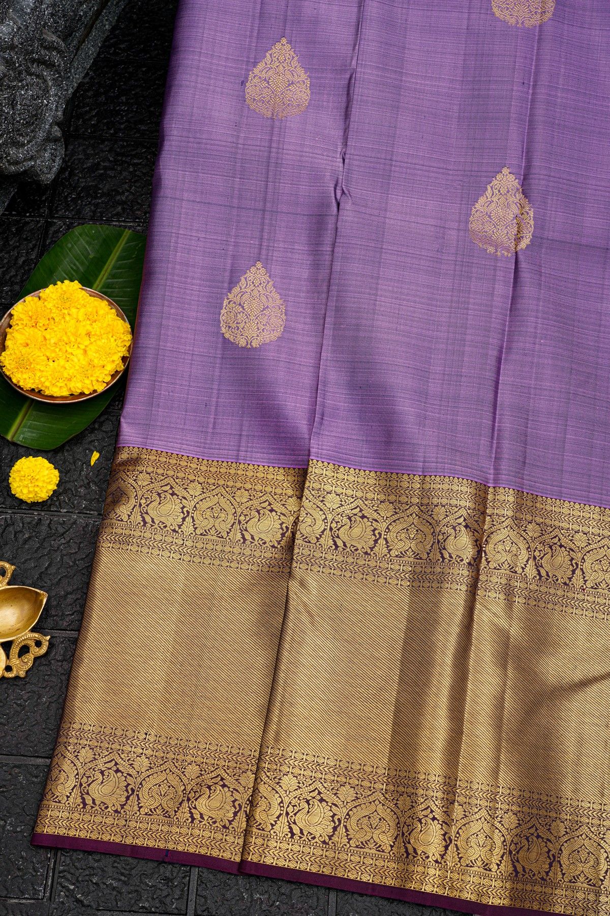 Kancheepuram Silk Lavender Saree