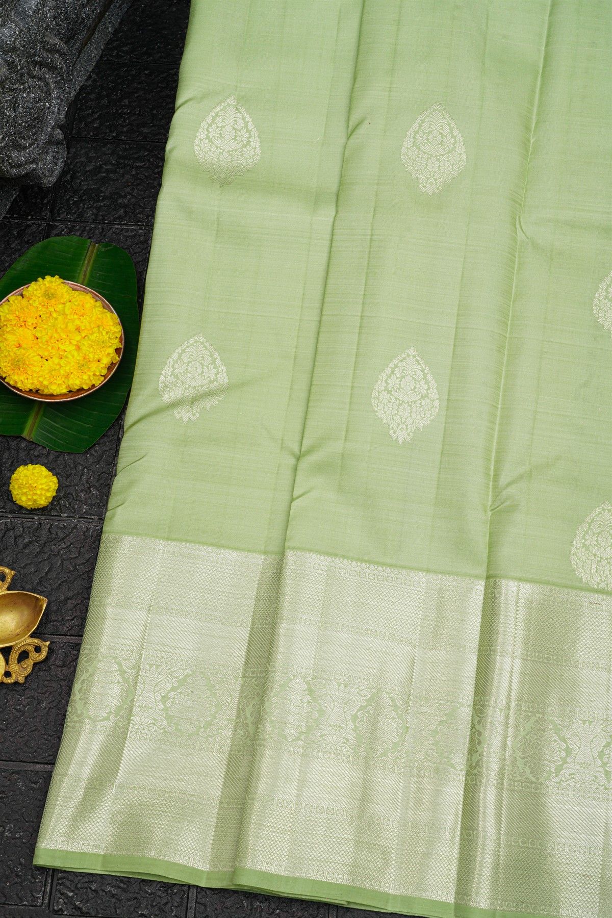 Kancheepuram Silk Pista Green Saree