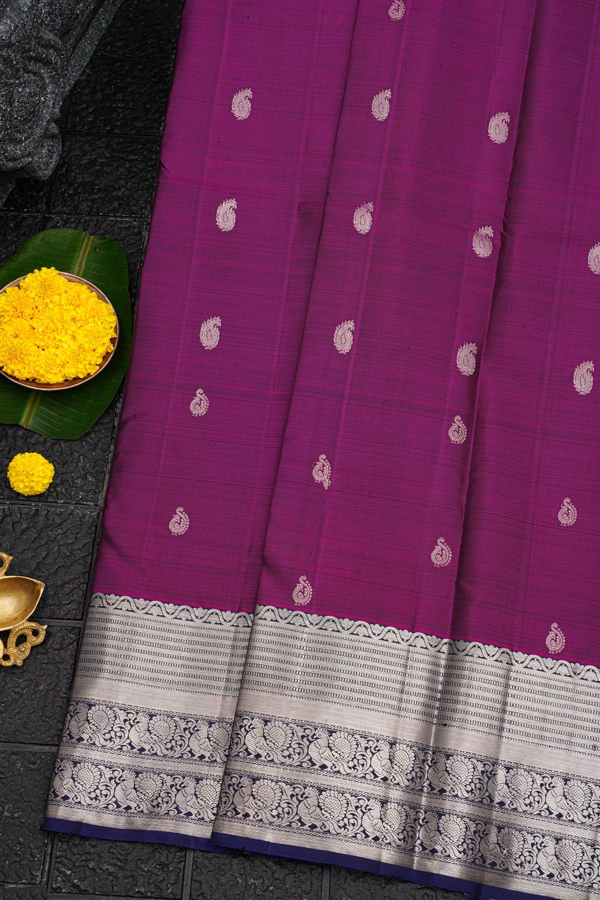 Kancheepuram Silk Dark Purple Saree